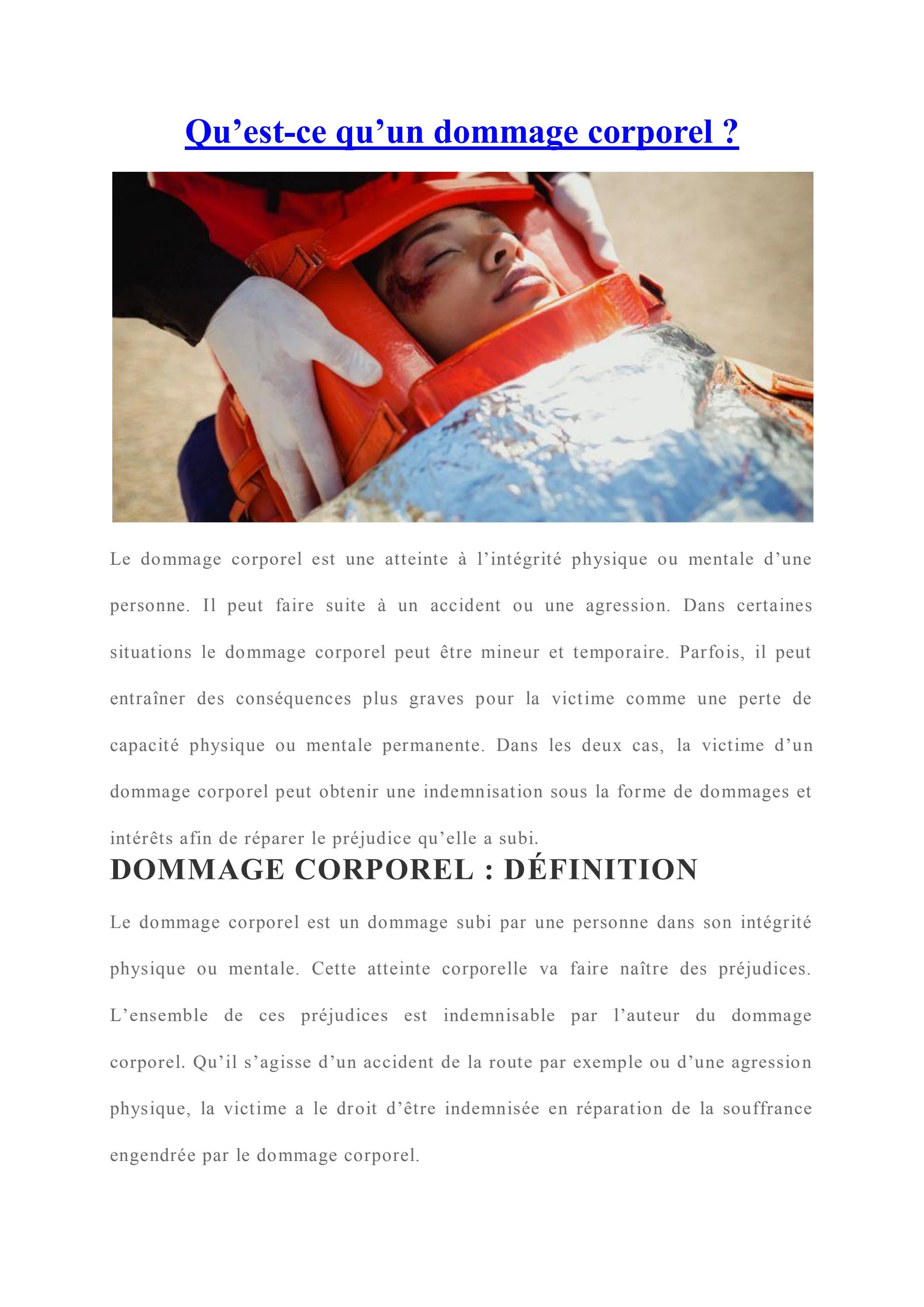 Dommage corporel Définition et Indemnisation by PartielsDroit Issuu