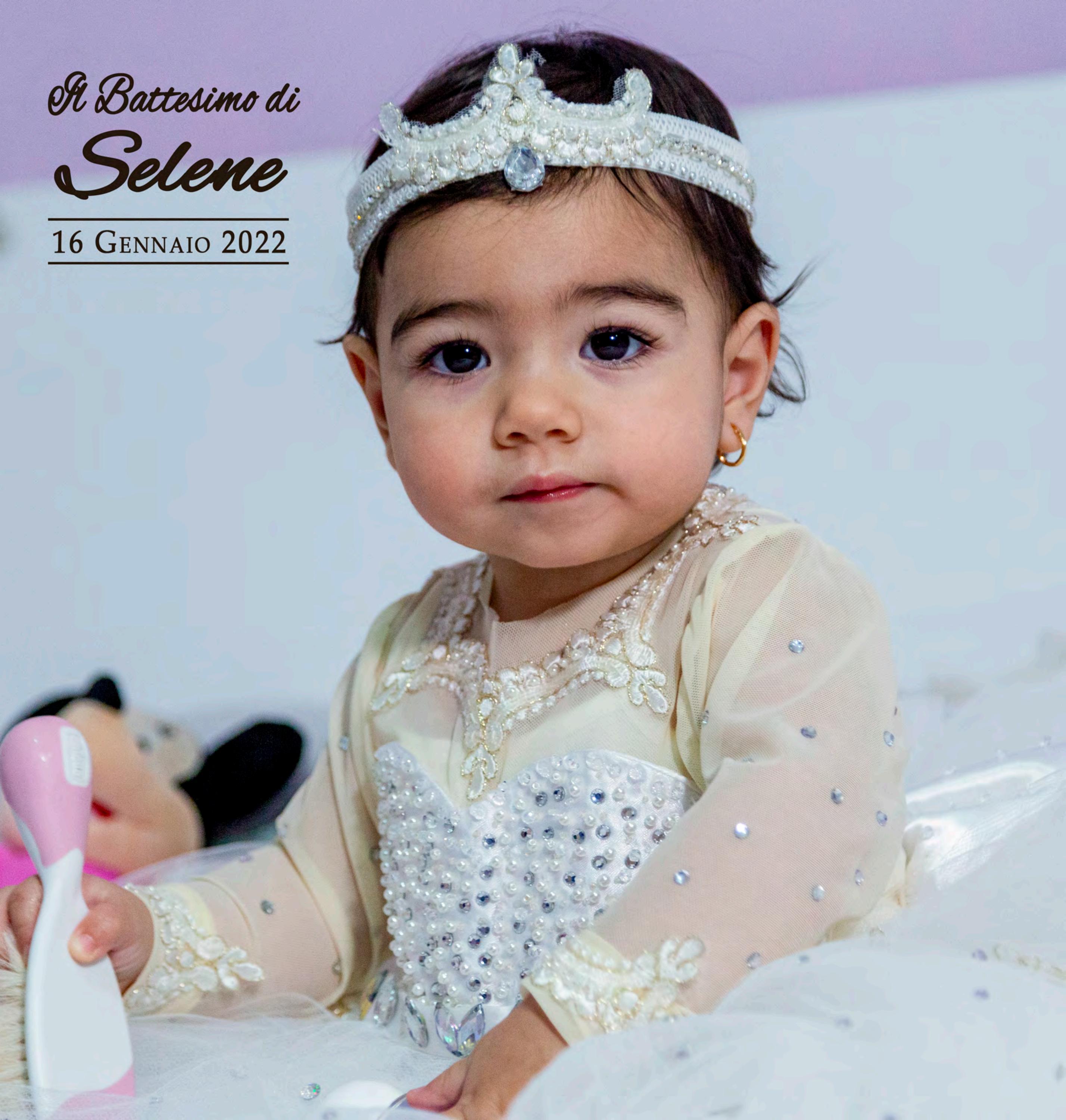 Abito Battesimo Bimba Selene - Vestito Cerimonia Neonato Femmina - Foto 9