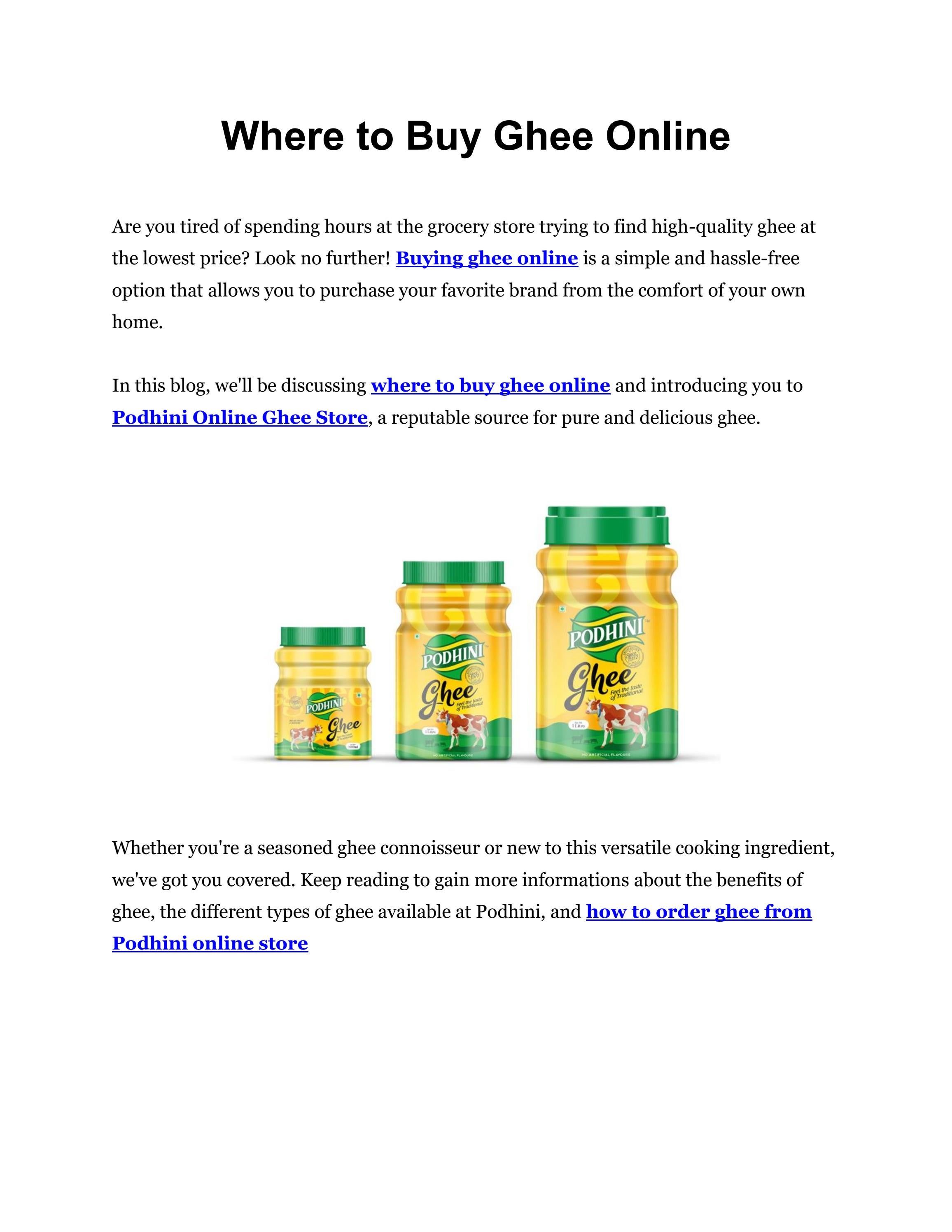 Where to Buy Ghee Online by podhinidairyproducts Issuu