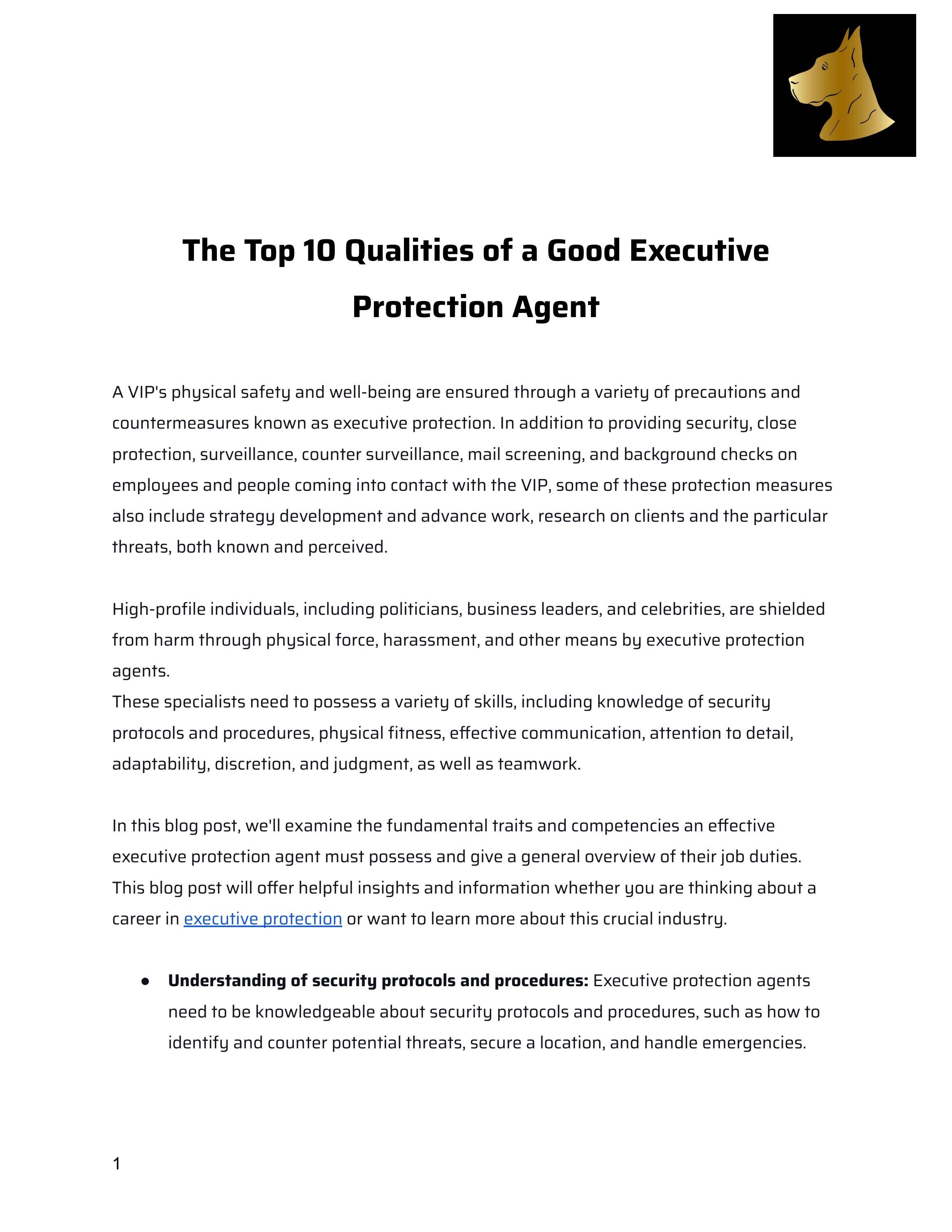 Top 10 Qualities of a Good Executive Protection Agent by Arya Potts Issuu