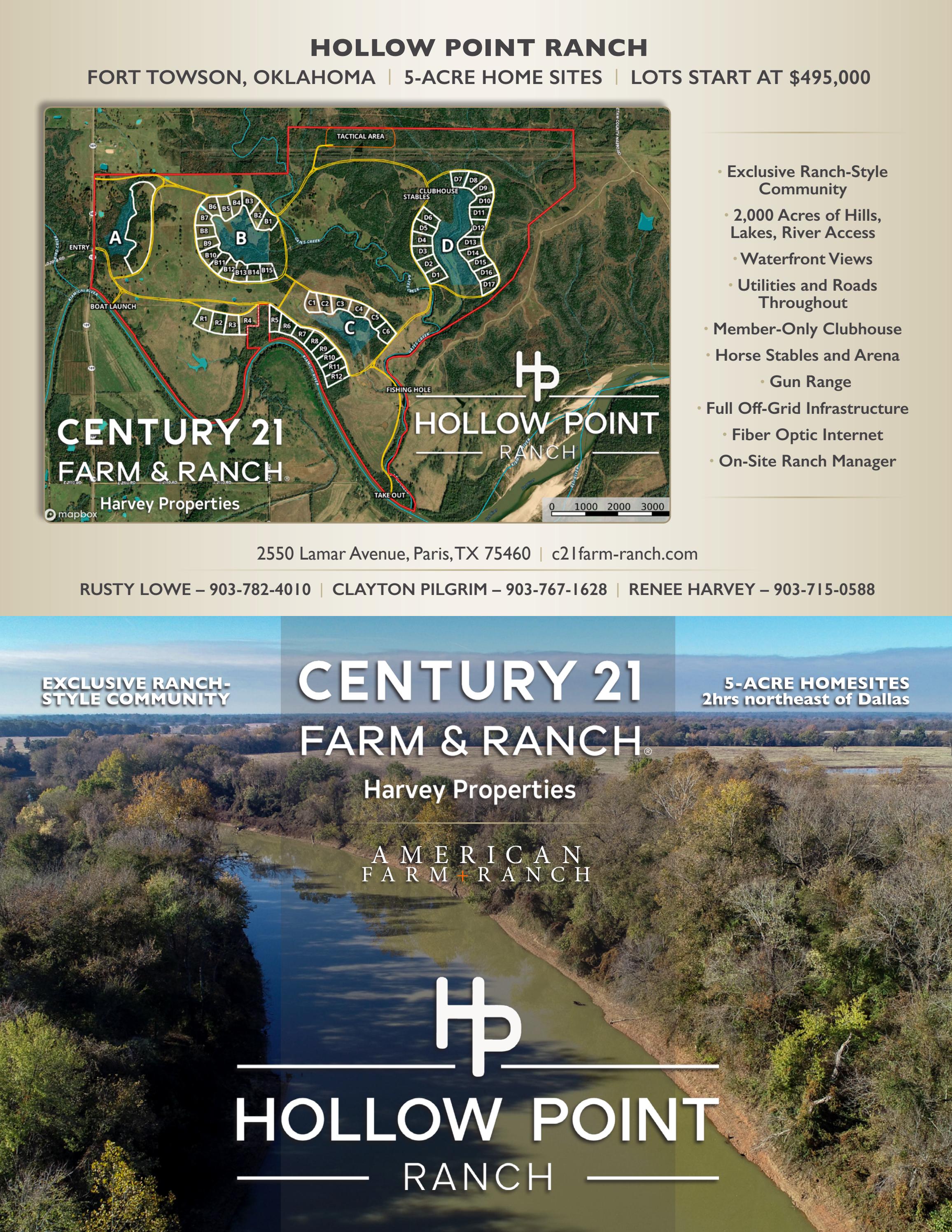 Hollow Point Ranch, Fort Towson, Oklahoma Century 21 Harvey