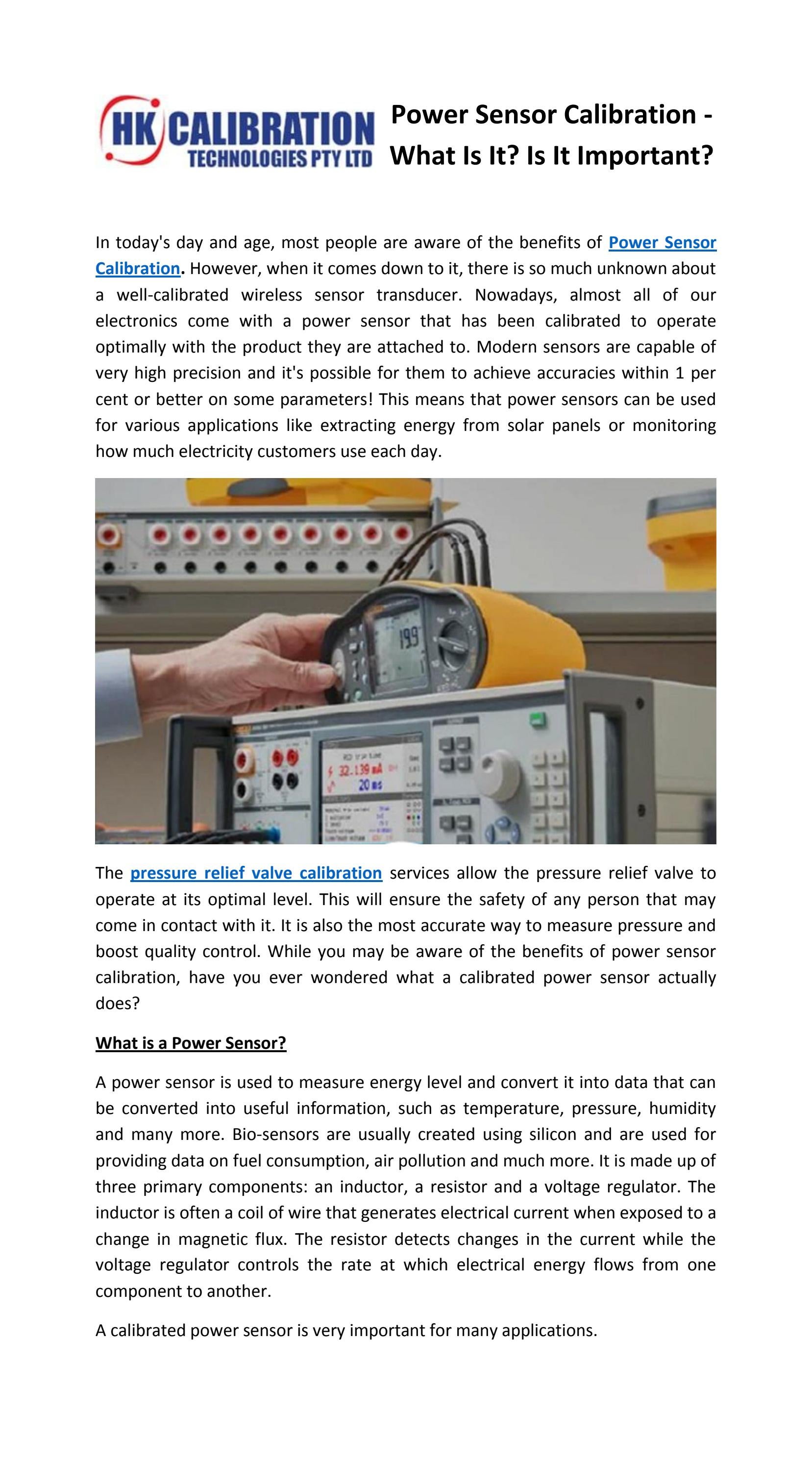 Power Sensor Calibration What Is It? Is It Important? by Calibration
