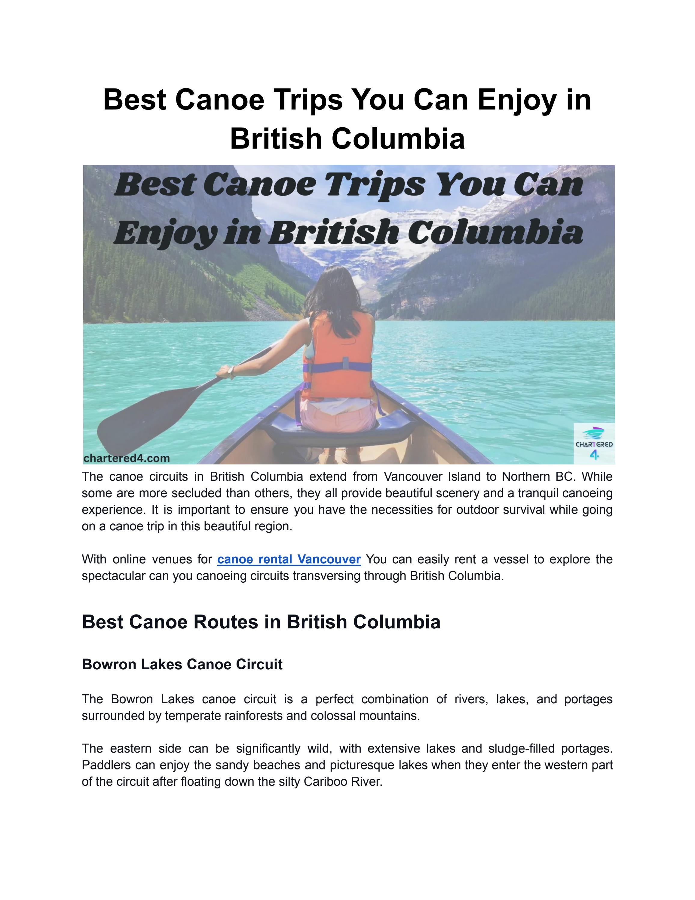 Best Canoe Trips You Can Enjoy in British Columbia by Chartered4_canada