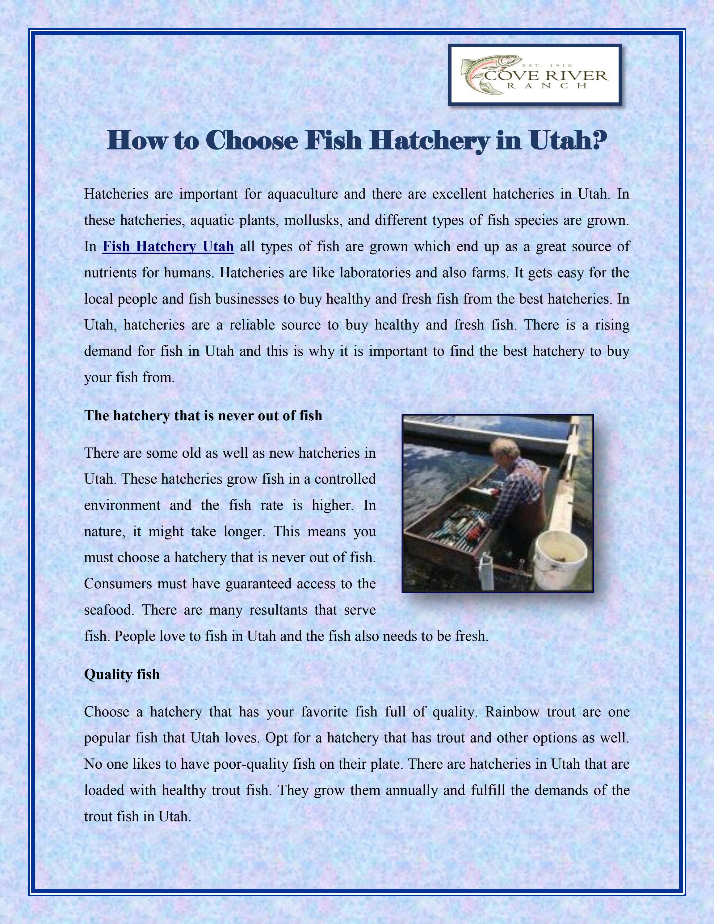 How to Choose Fish Hatchery in Utah by Fish Hatchery Utah Cove River