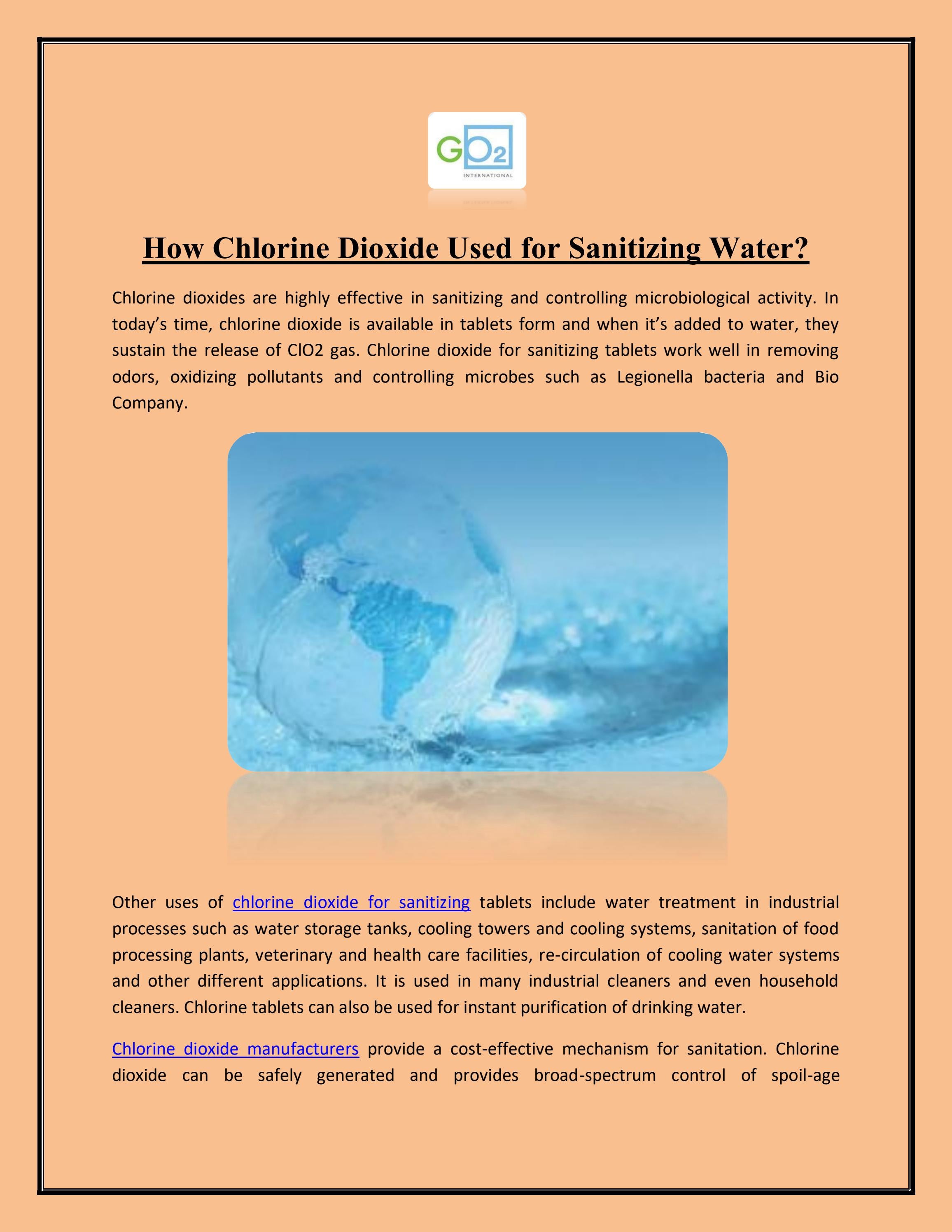 How Chlorine Dioxide Used for Sanitizing Water? by internationalgo2 Issuu