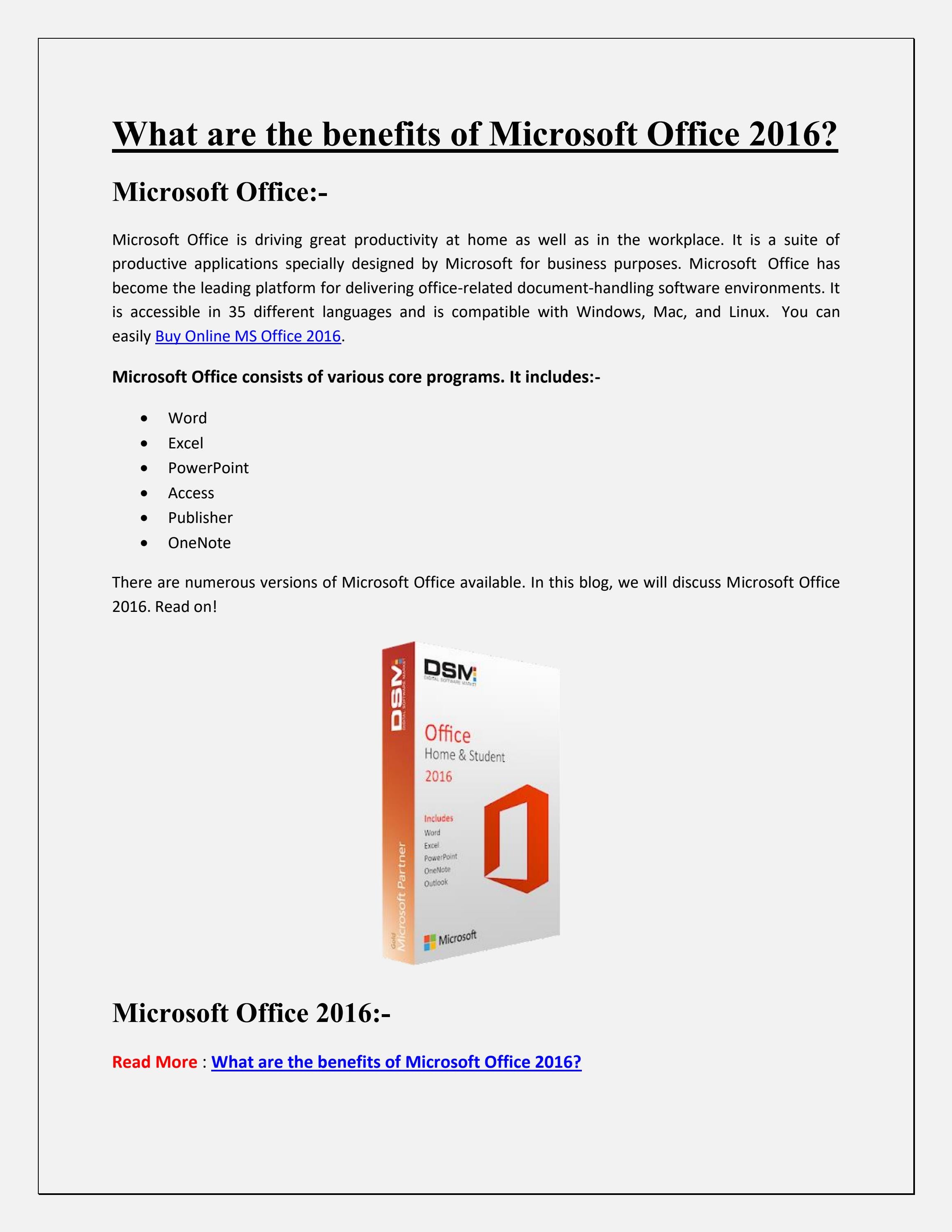 What are the benefits of Microsoft Office 2016? by Digital Software