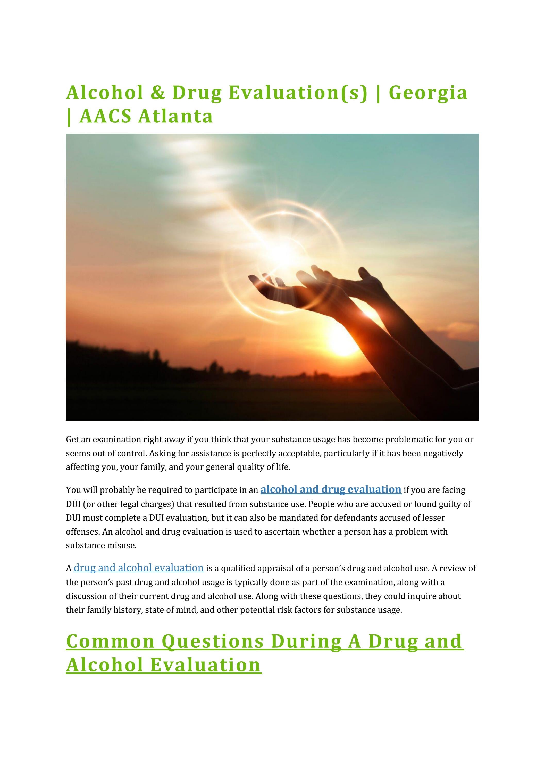 Process Of Evaluation Alcohol and Drug Abuse in by AACS