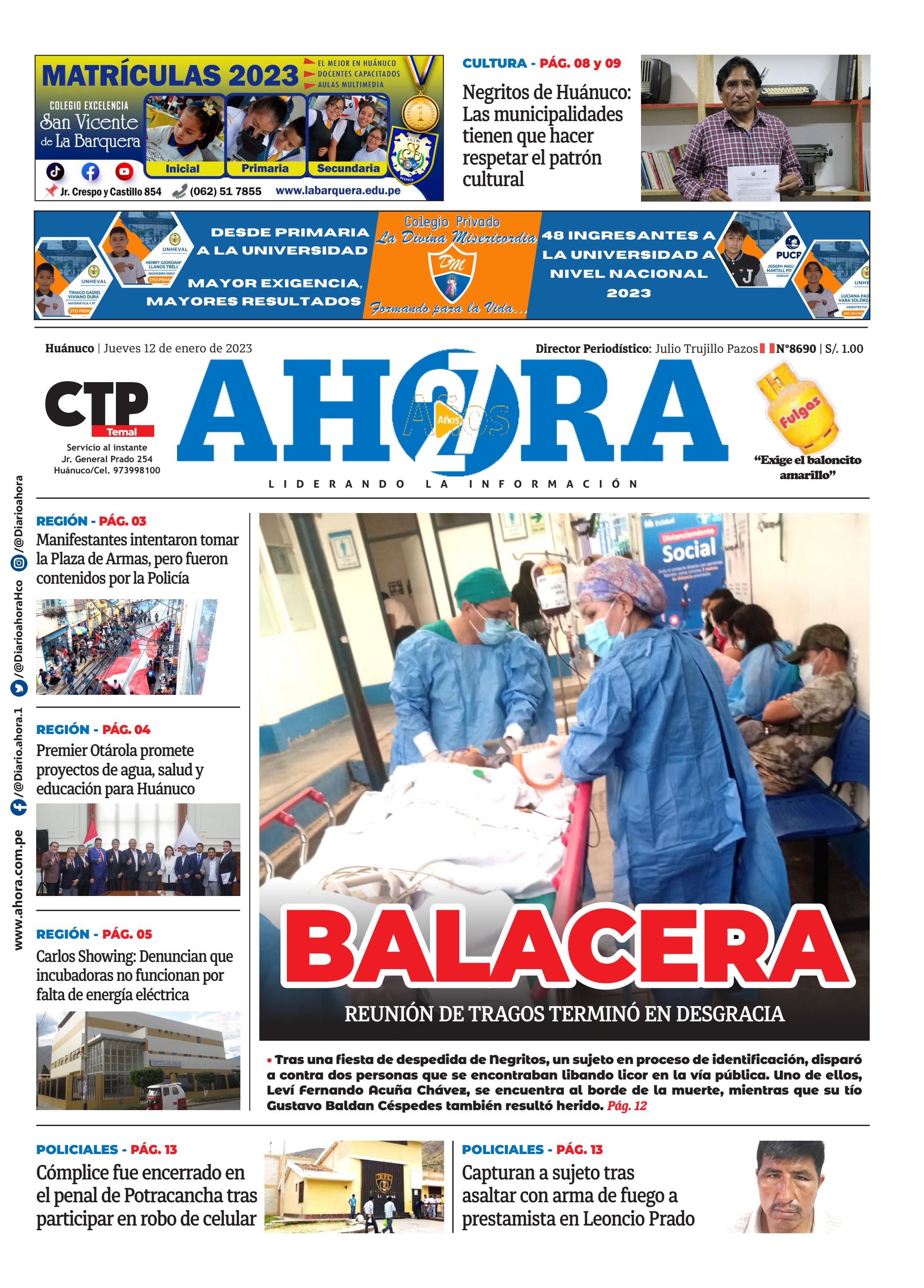 Edición Digital Diario Ahora 12012023 by Diario Ahora Huánuco - Issuu