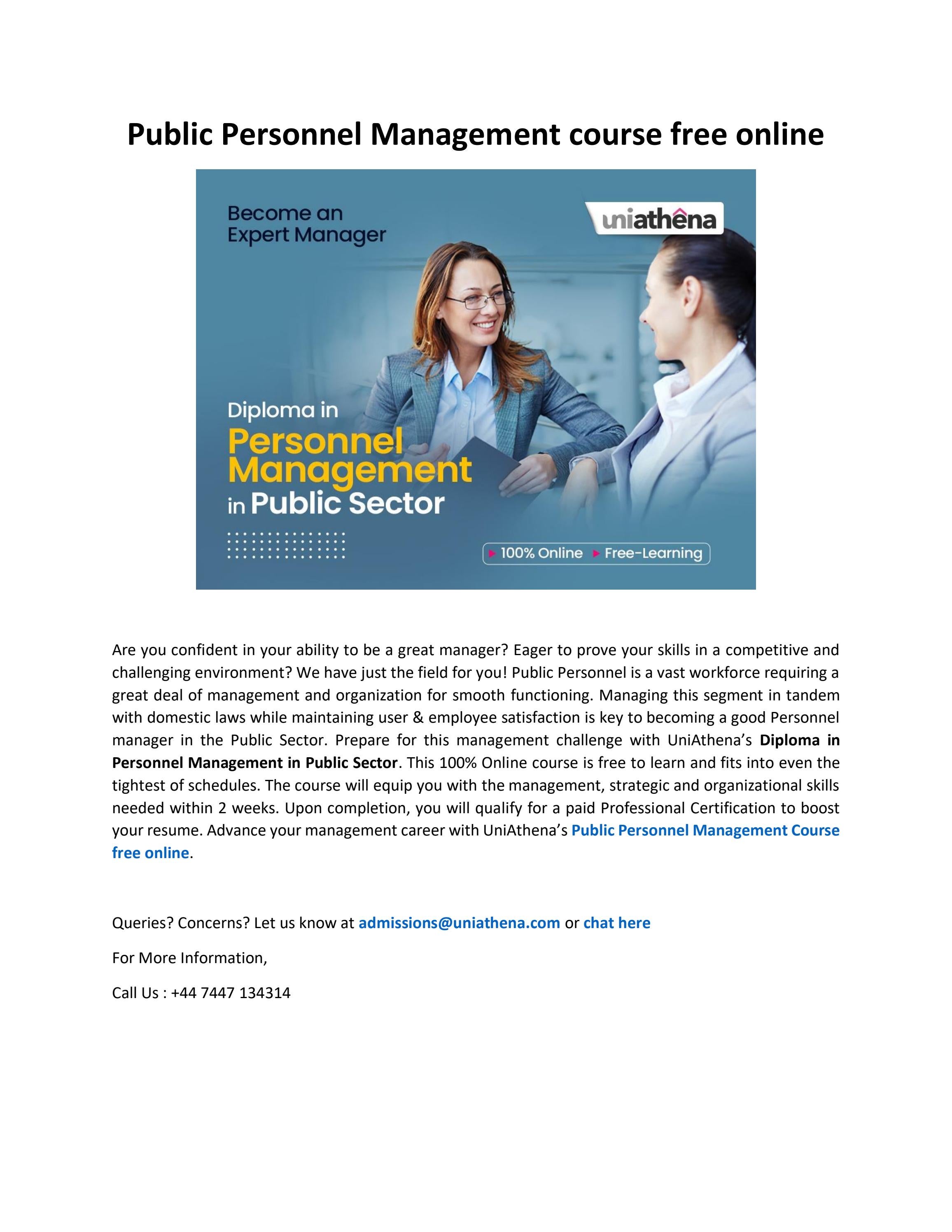Public Personnel Management course free online by uniathena_1 Issuu