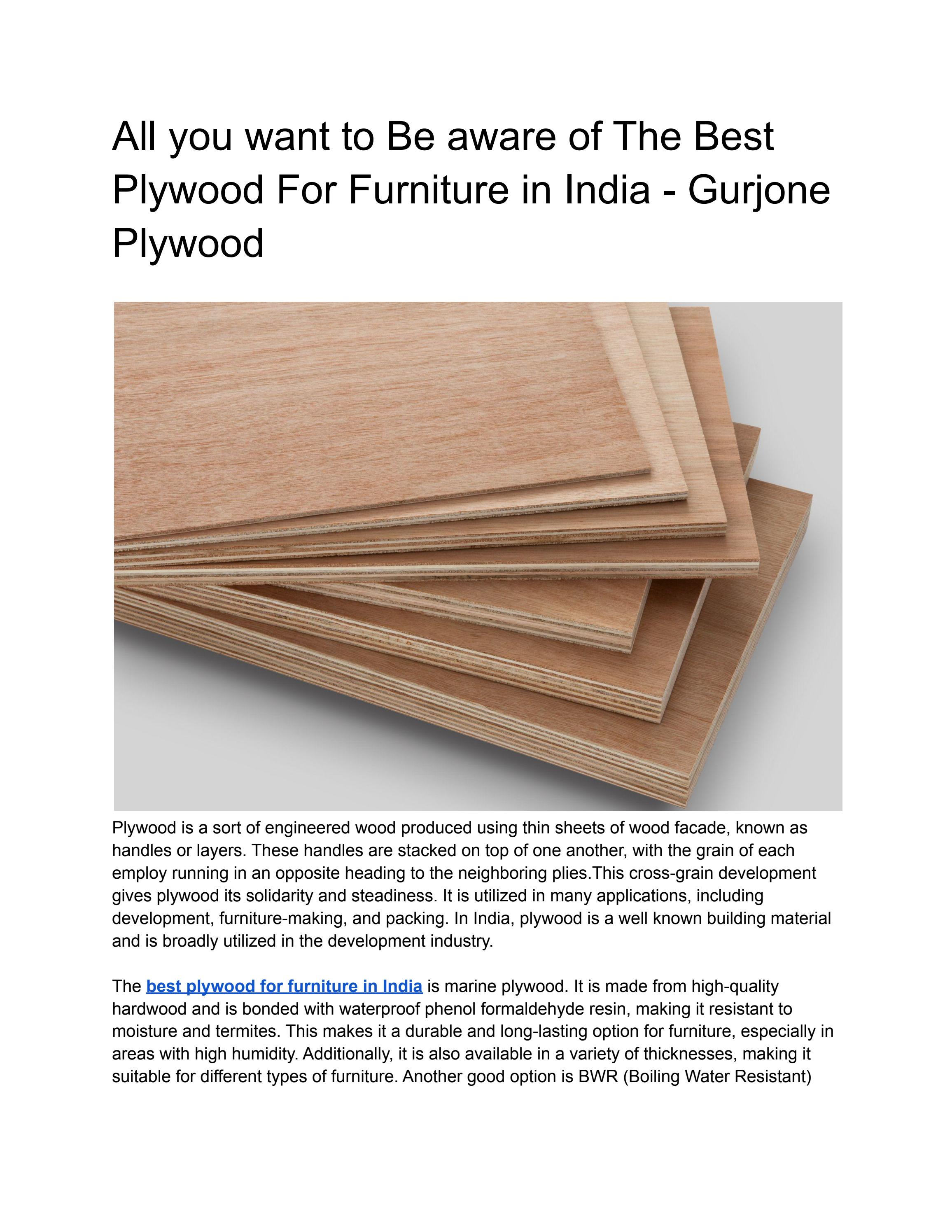 Best plywood for furniture in India Gurjone by Gurjoneplywood Issuu