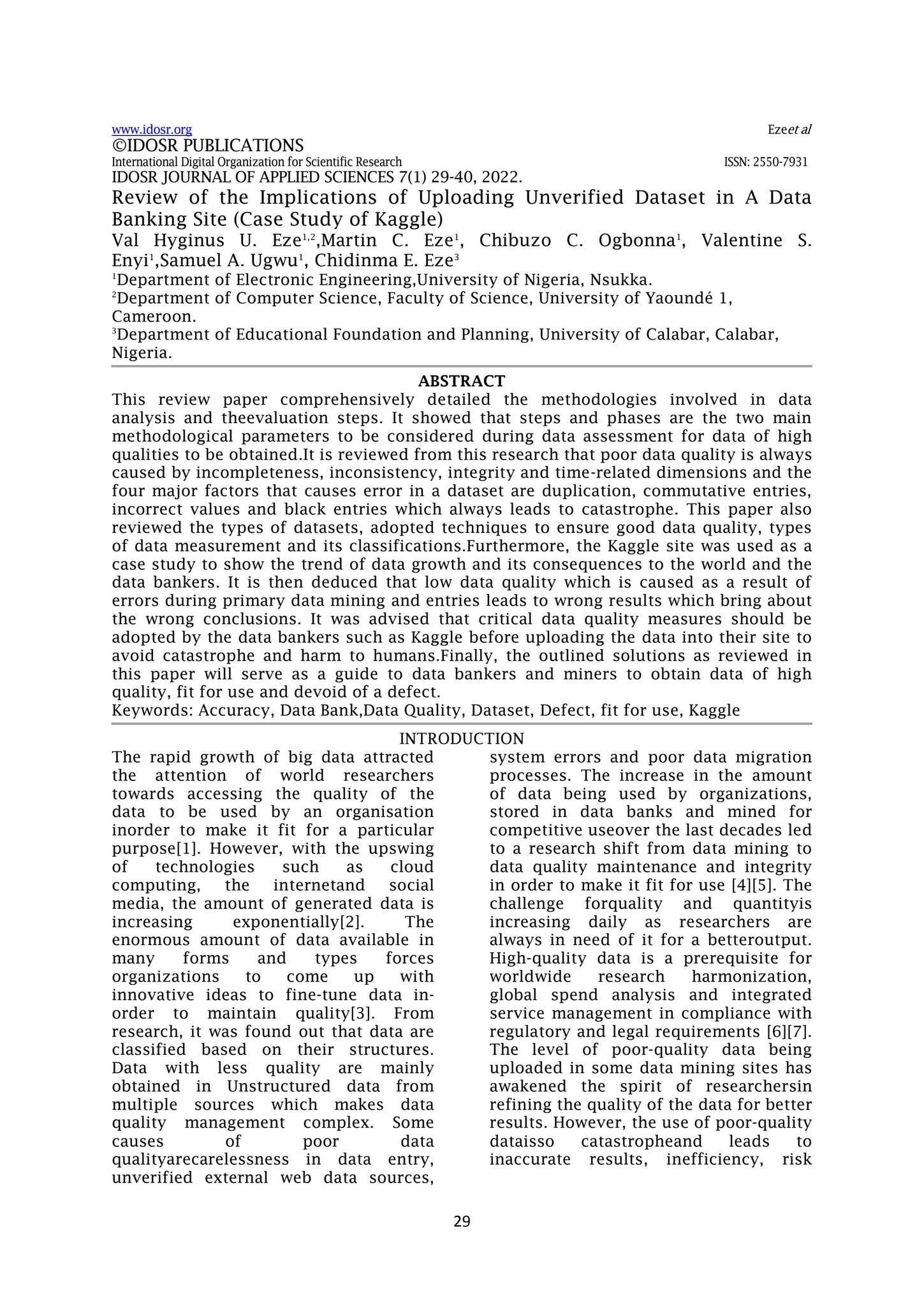 Review of the Implications of Uploading Unverified Dataset in A Data ...