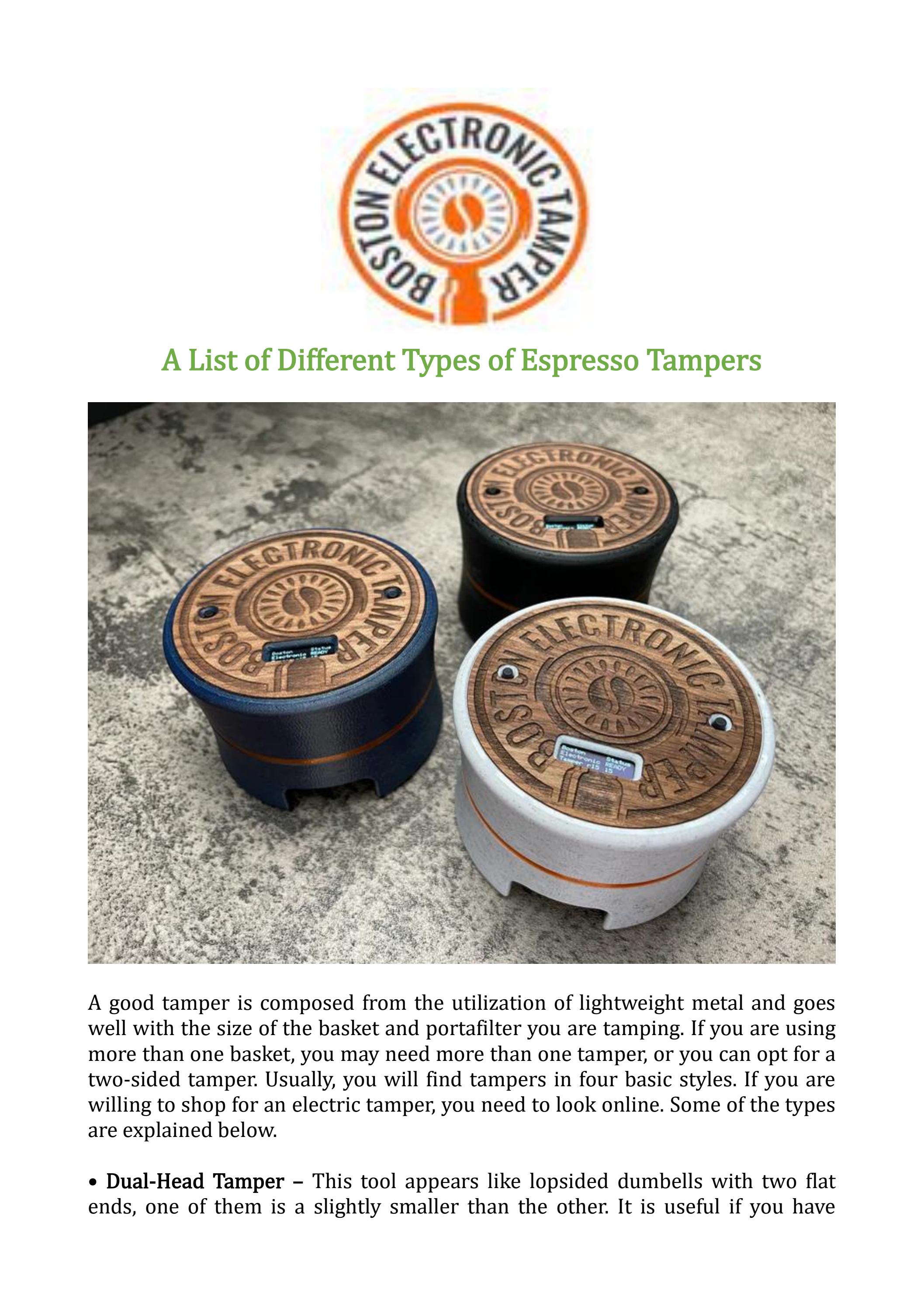 A List of Different Types of Espresso Tampers by BOSeTamper Issuu