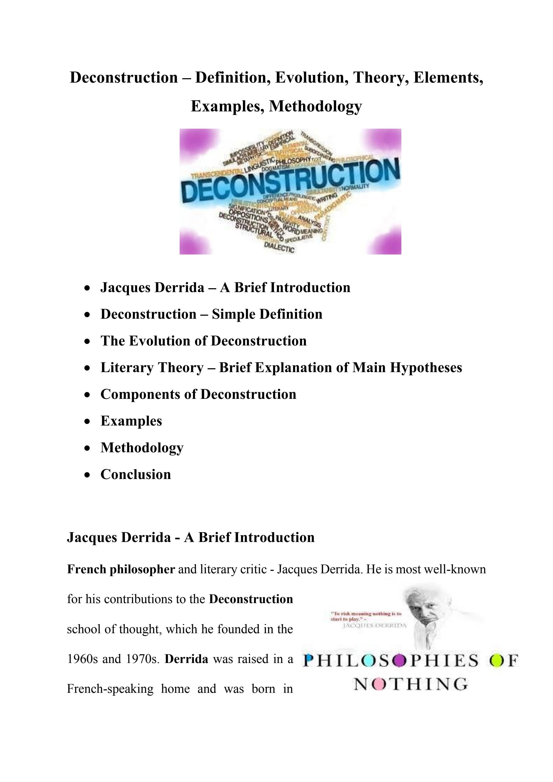 Deconstruction Definition, Evolution, Theory, Elements, Examples