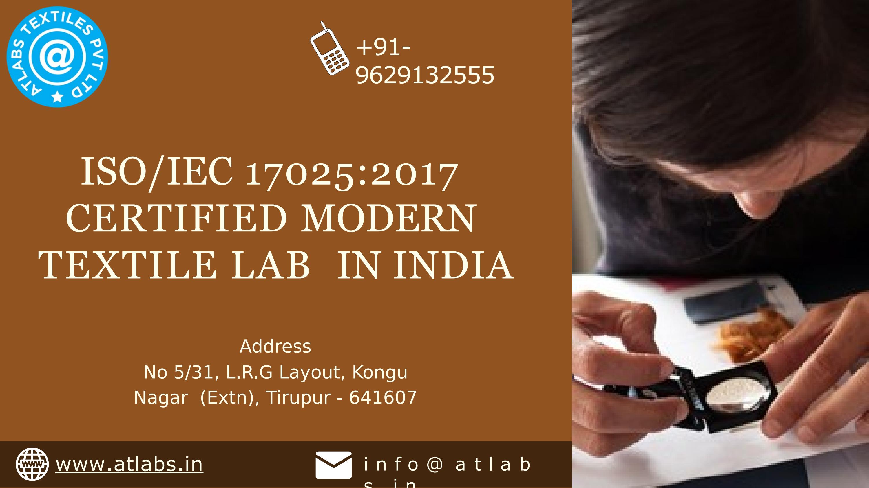 ISOIEC 170252017 Certified Modern Textile Lab in Tirupur by Atlabs