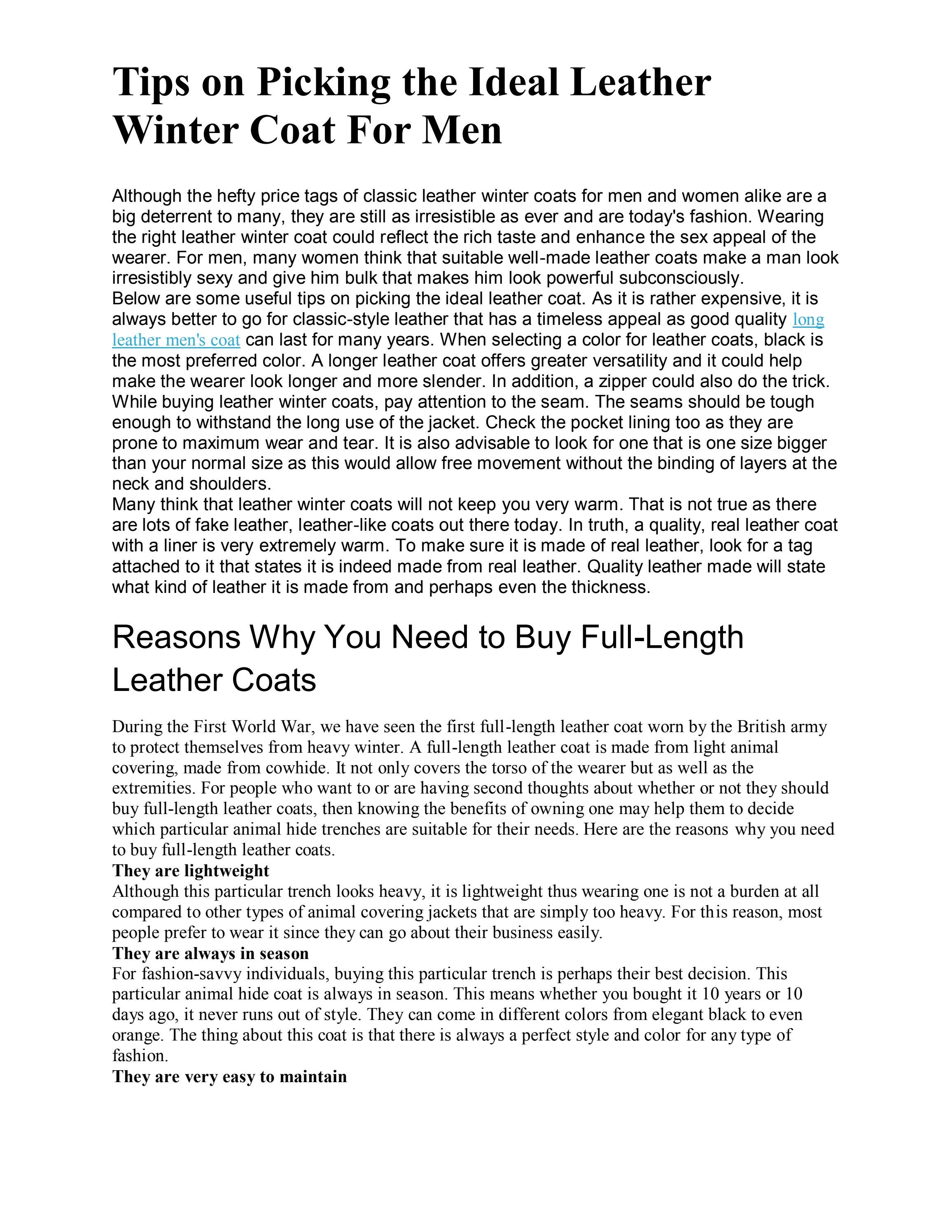 long leather mens coat by InfoRMative PoiNT Issuu