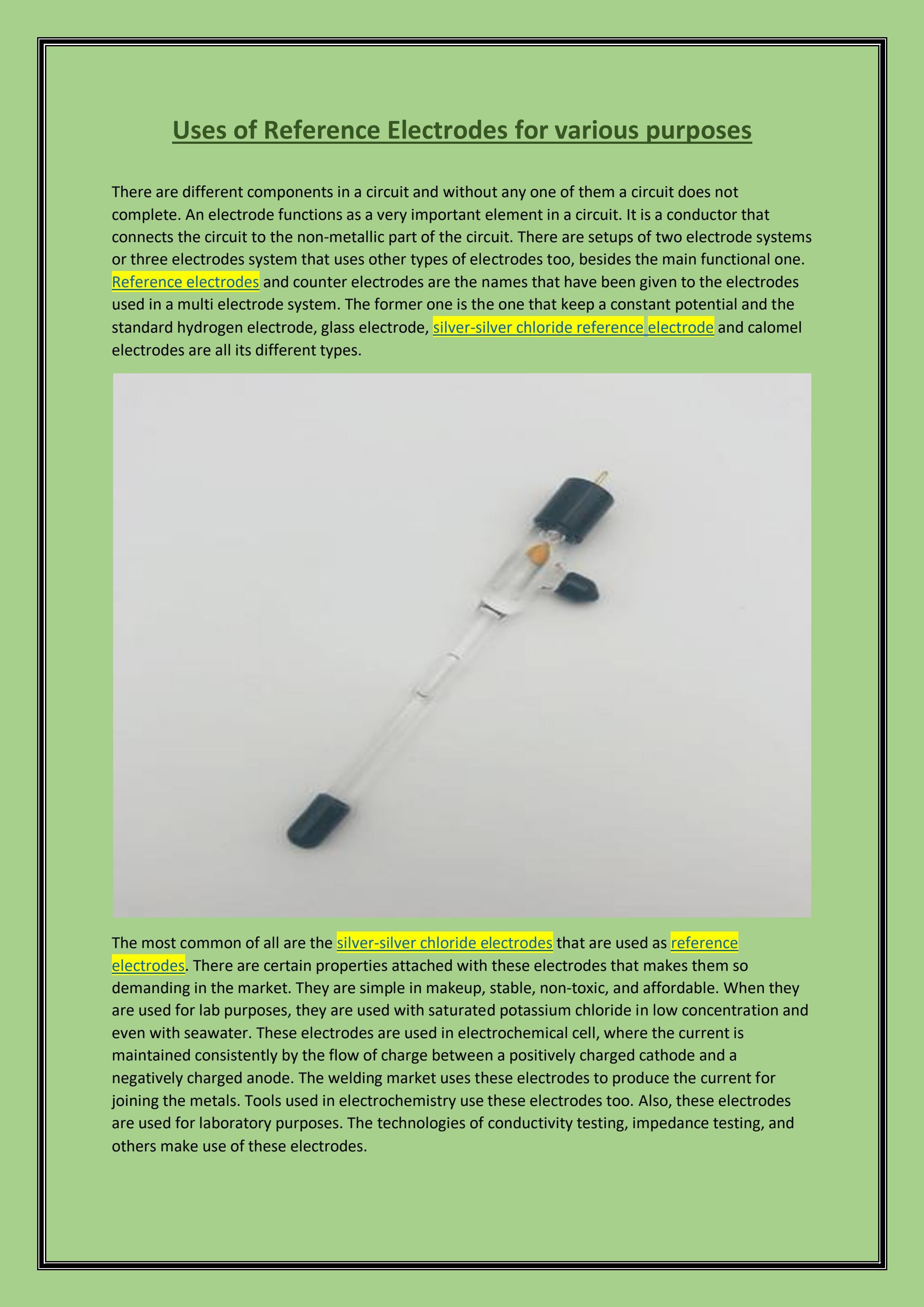 Uses of Reference Electrodes for various purposes by dekresearch Issuu