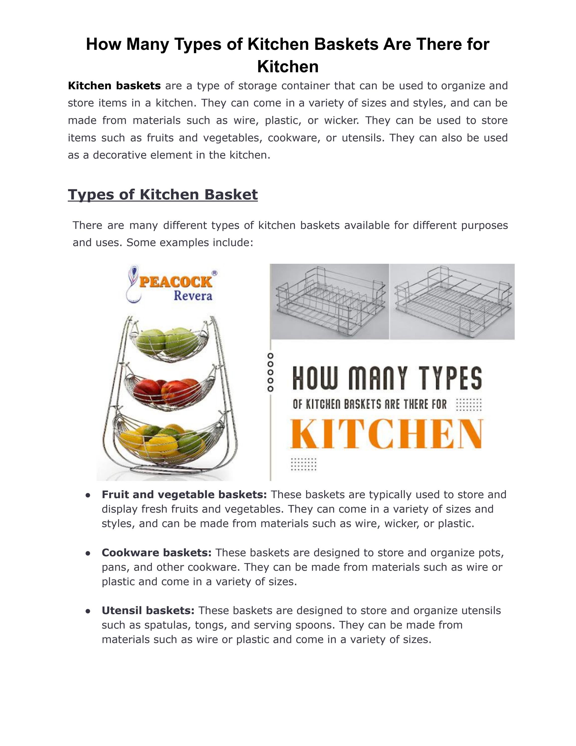 How Many Types of Kitchen Baskets Are There for Kitchen by