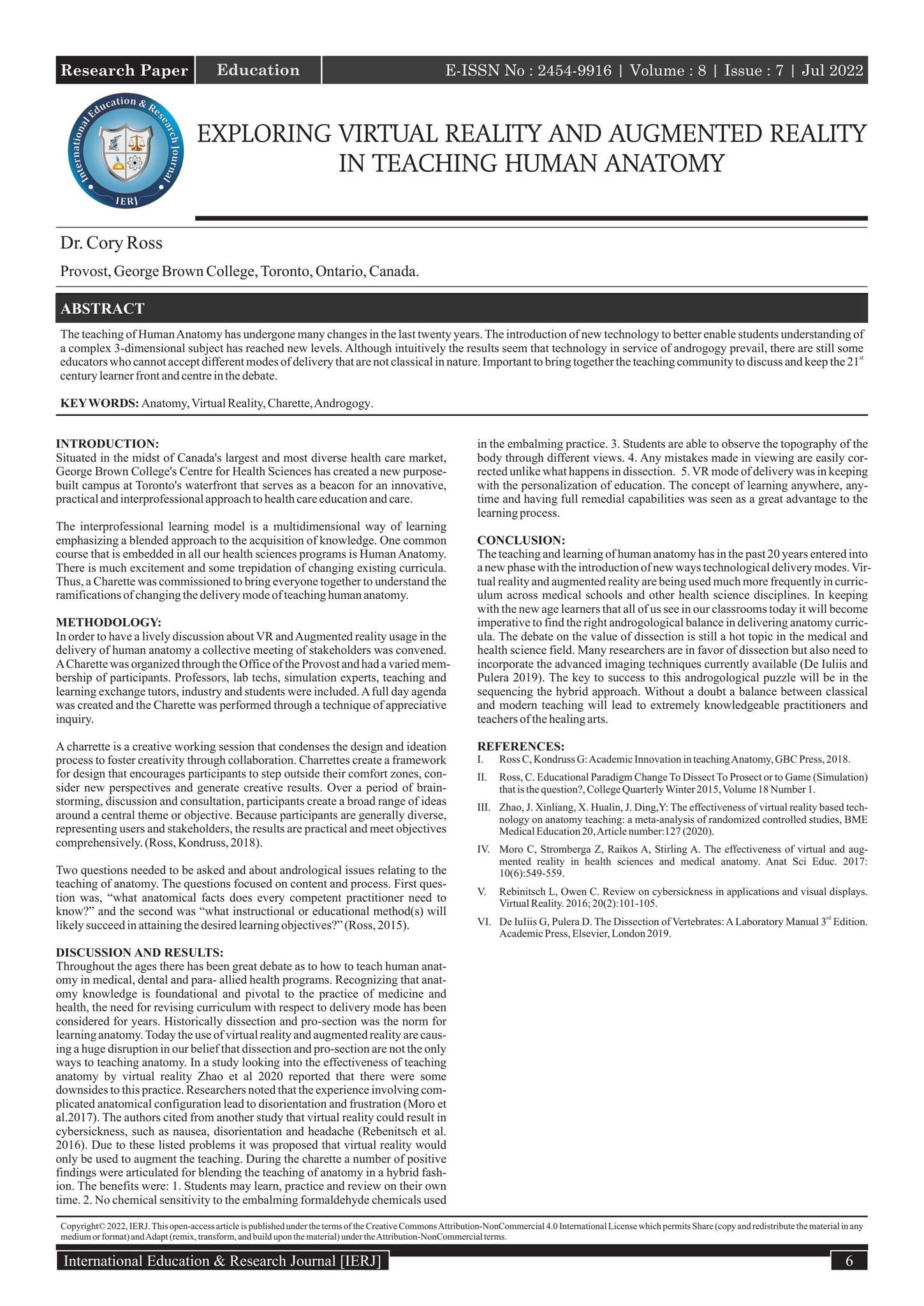 EXPLORING VIRTUAL REALITY AND AUGMENTED REALITY IN TEACHING HUMAN ...