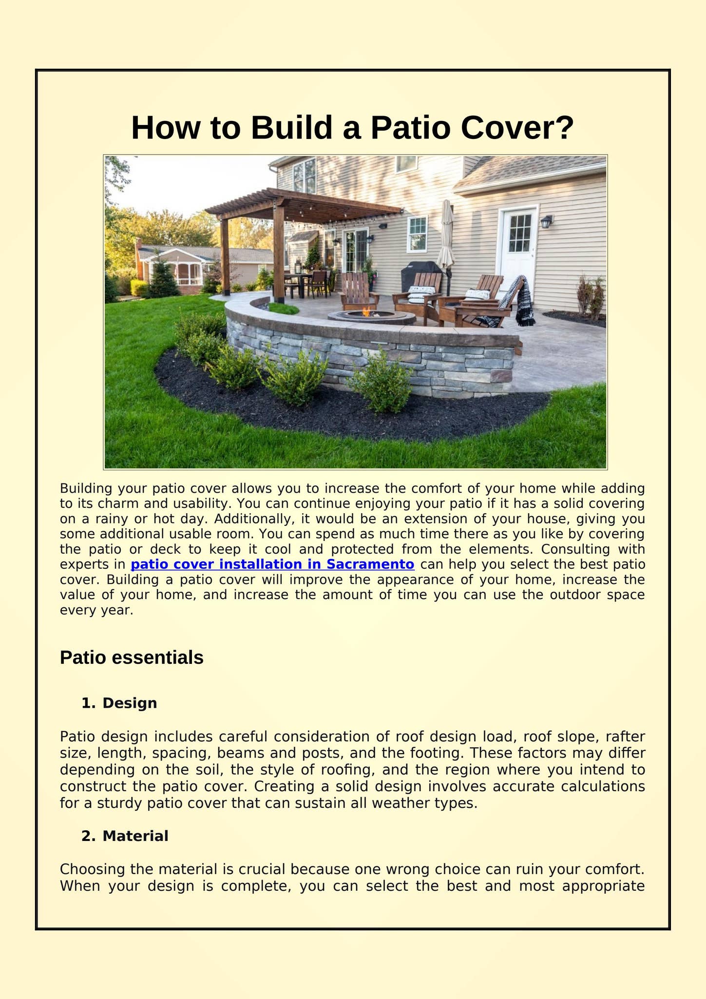 Things to Consider Before Building a Patio Cover by New Dawn Awning - Issuu