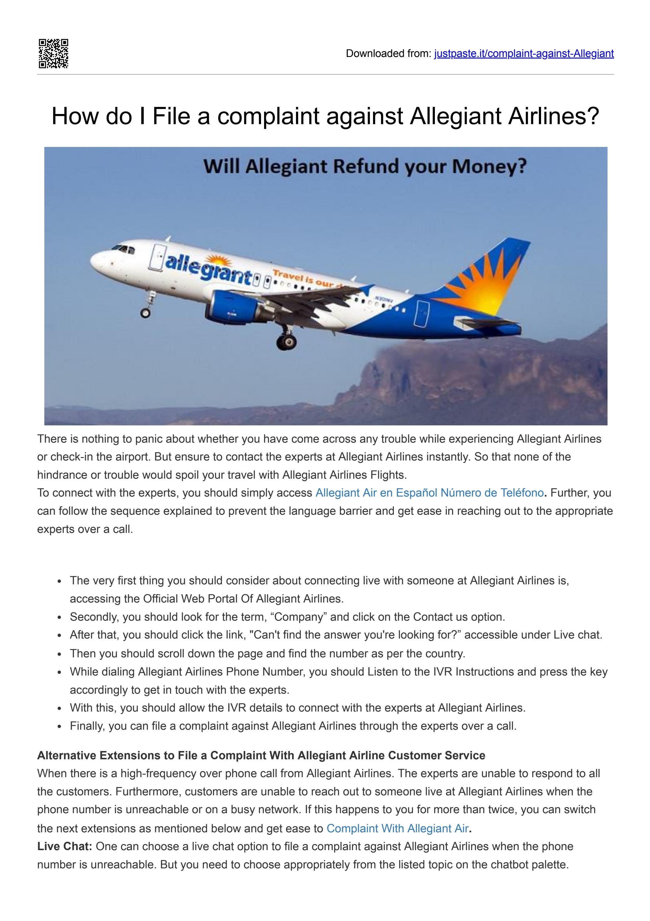 How do I File a complaint against Allegiant Airlines? by BRYAN CRANSTON Issuu