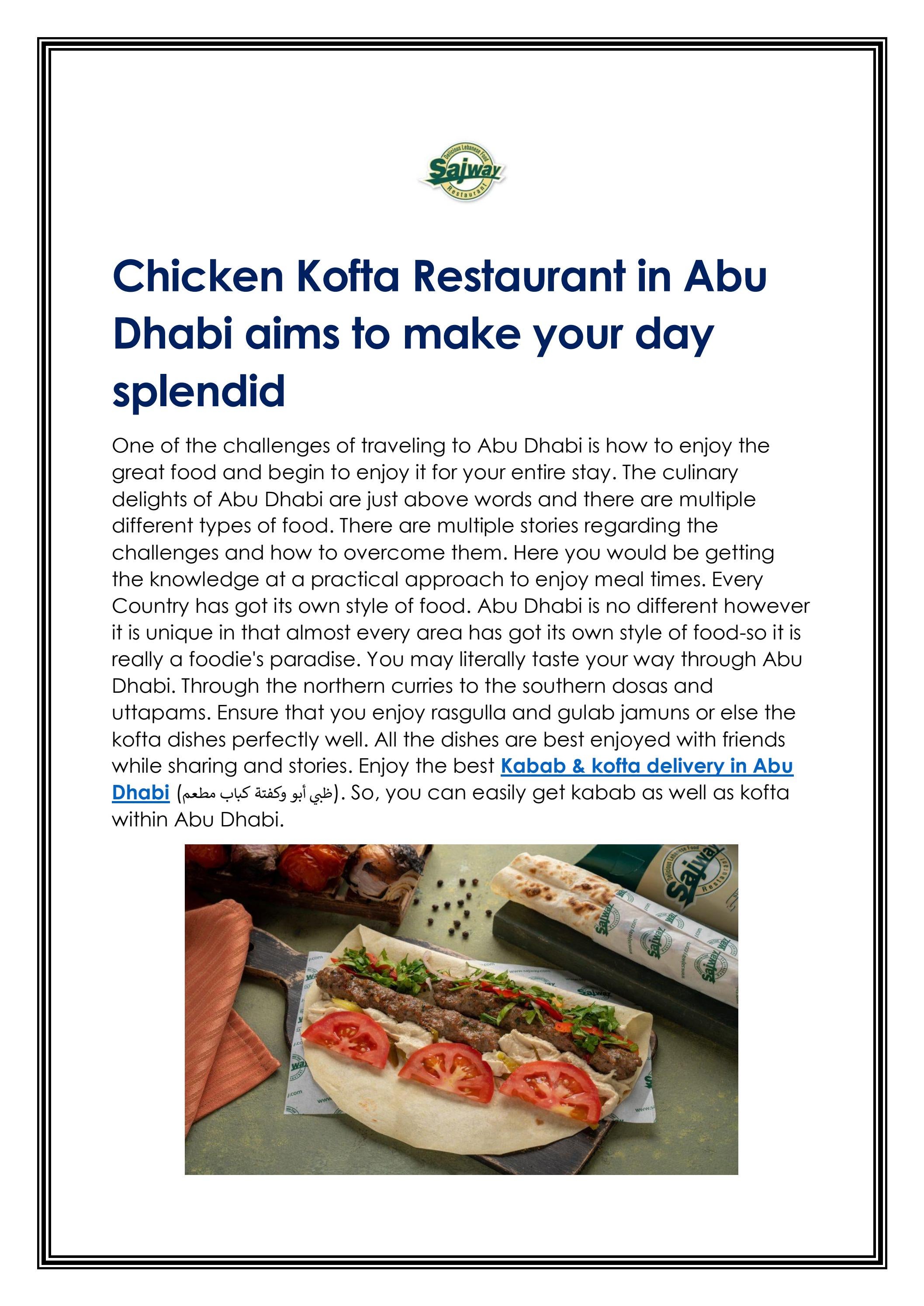 Chicken Kofta Restaurant in Abu Dhabi aims to make
