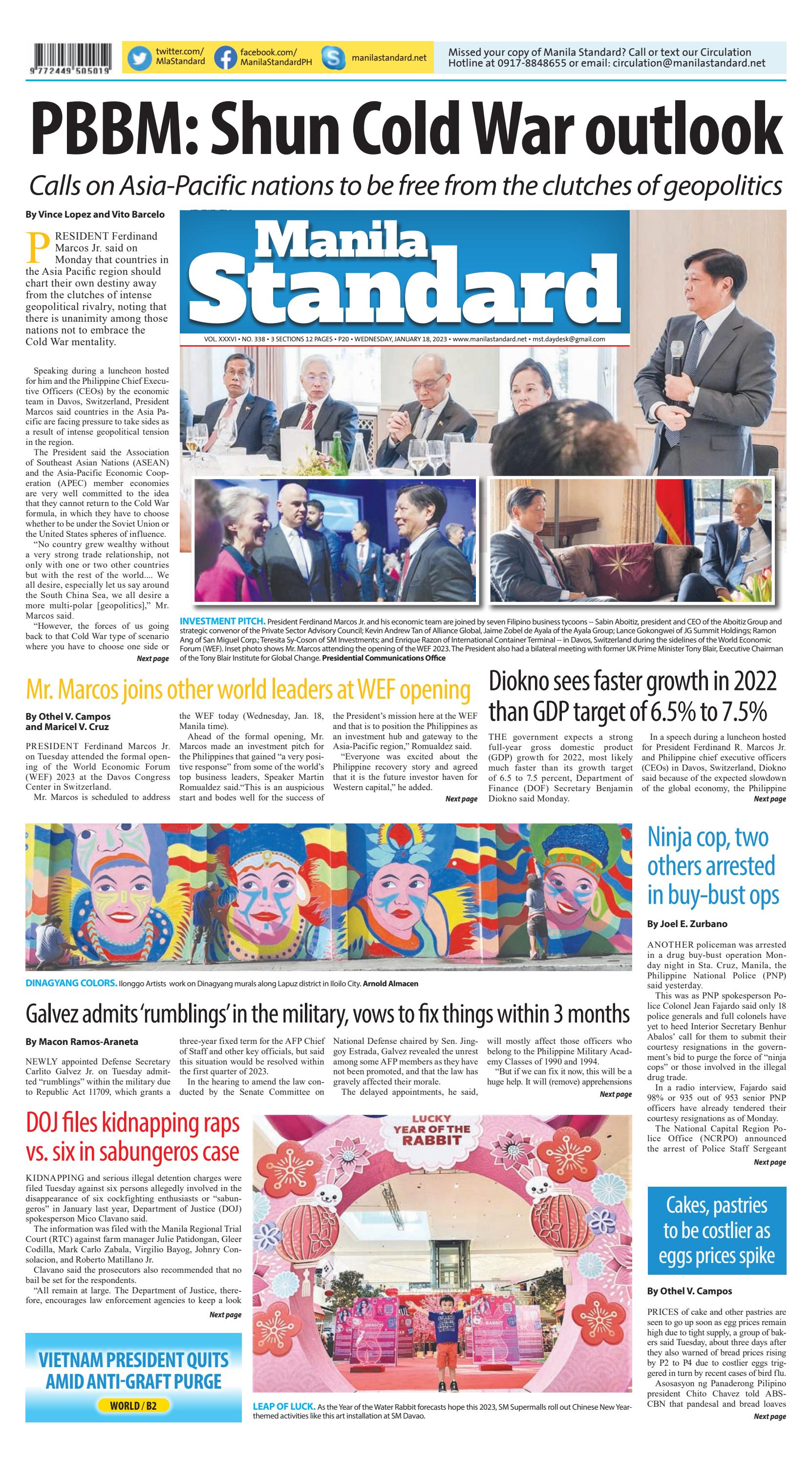 Manila Standard - 2023 January 18 - Wednesday by Manila Standard