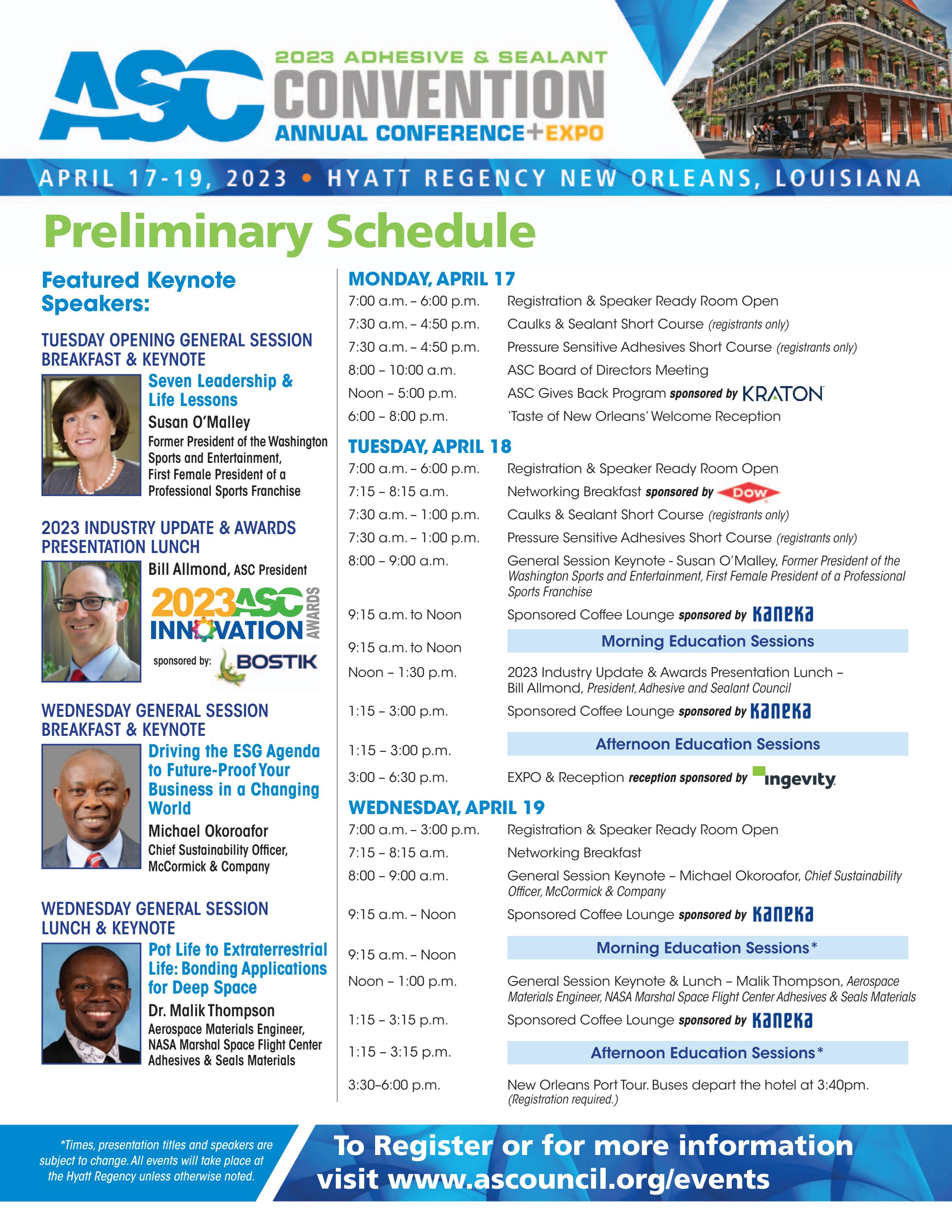 ASC 2023 Convention Preliminary Schedule by The Adhesive & Sealant Council Issuu
