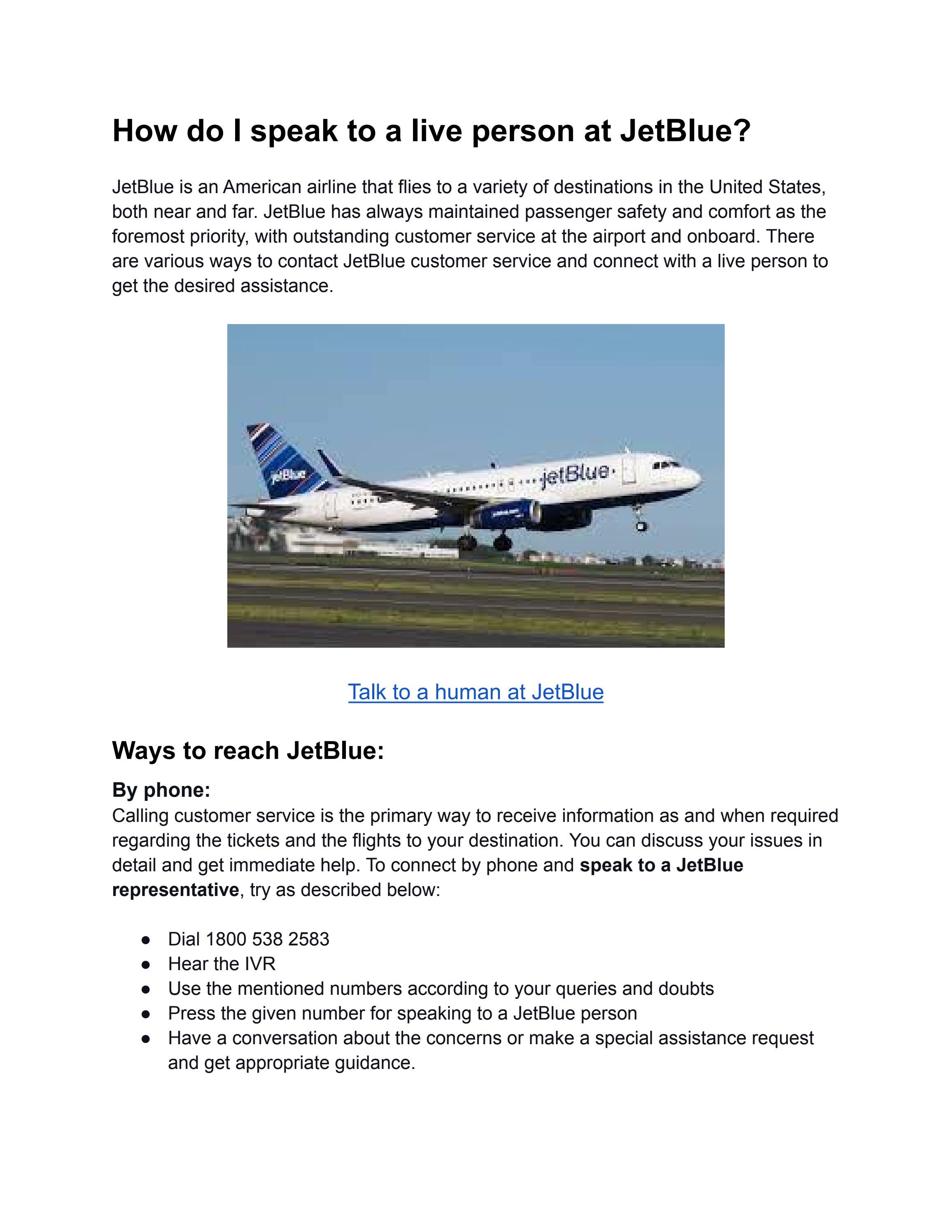 How do I speak to a live person at JetBlue? by travo flies Issuu