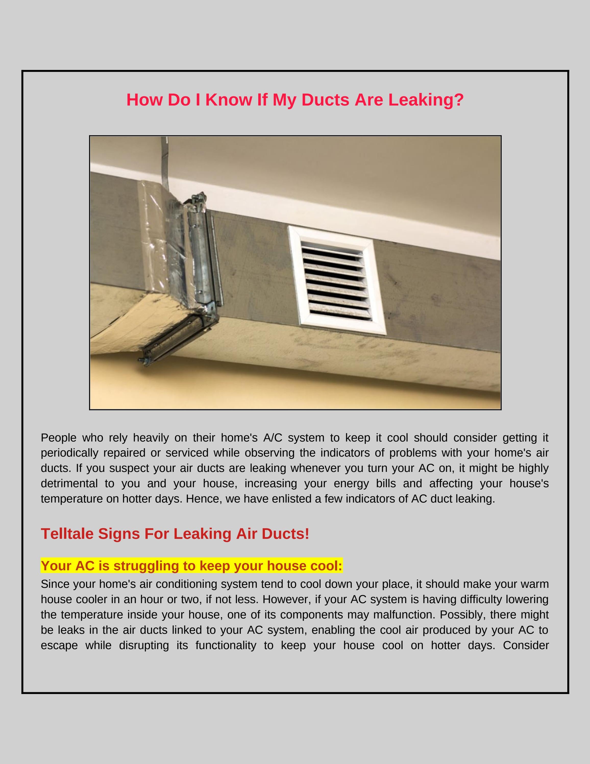 What Signs Do I Look For Air Duct Leaking? by KleenAir Issuu