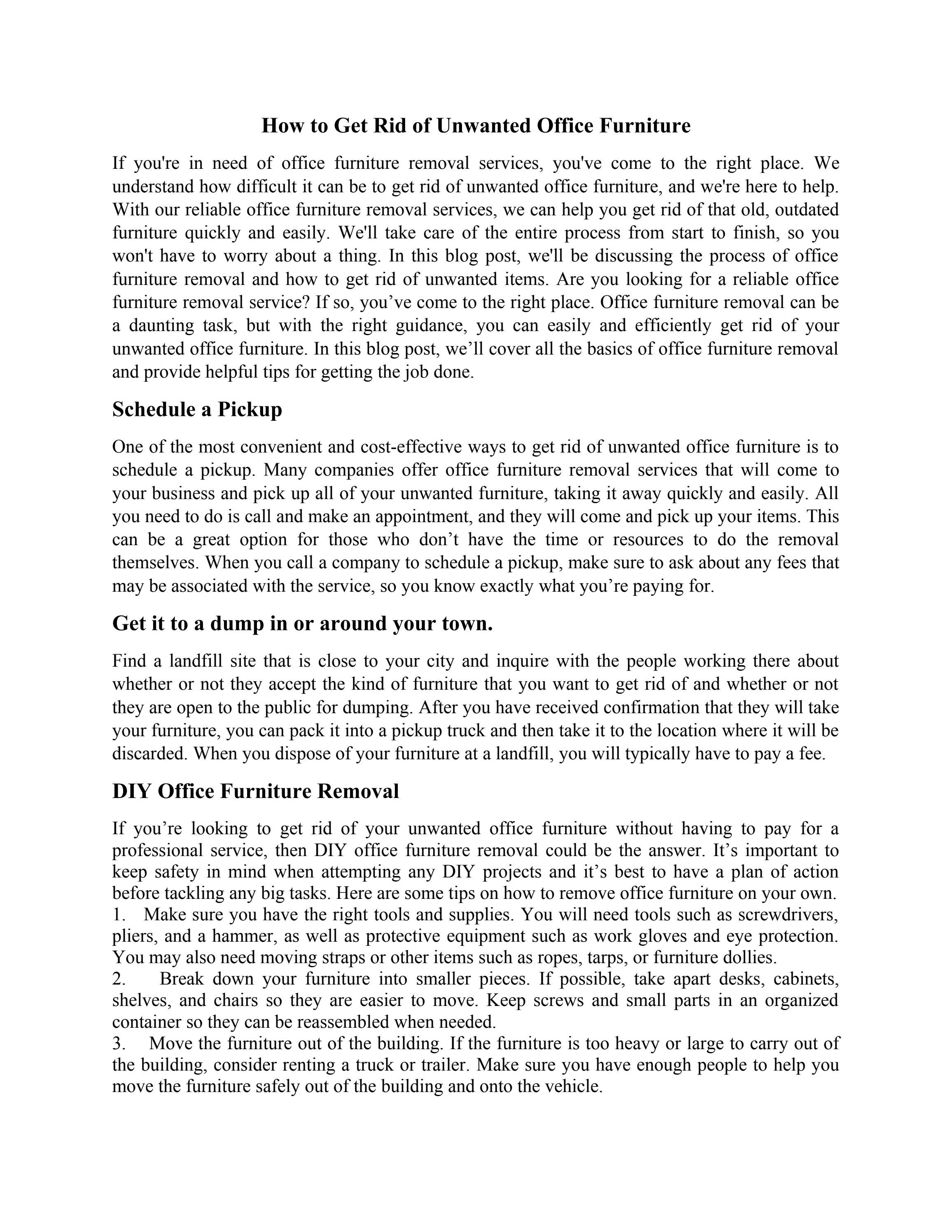 How to Get Rid of Unwanted Office Furniture by Advisible Technologies