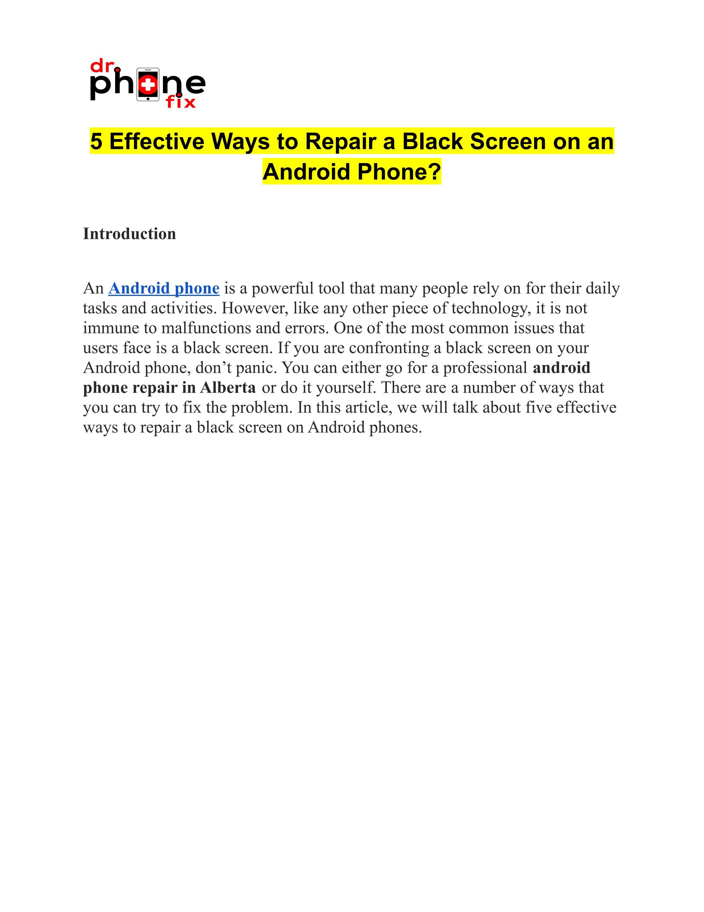 5 Ways to Repair a Black Screen on Android Phone? by Dr Phone Fix Issuu