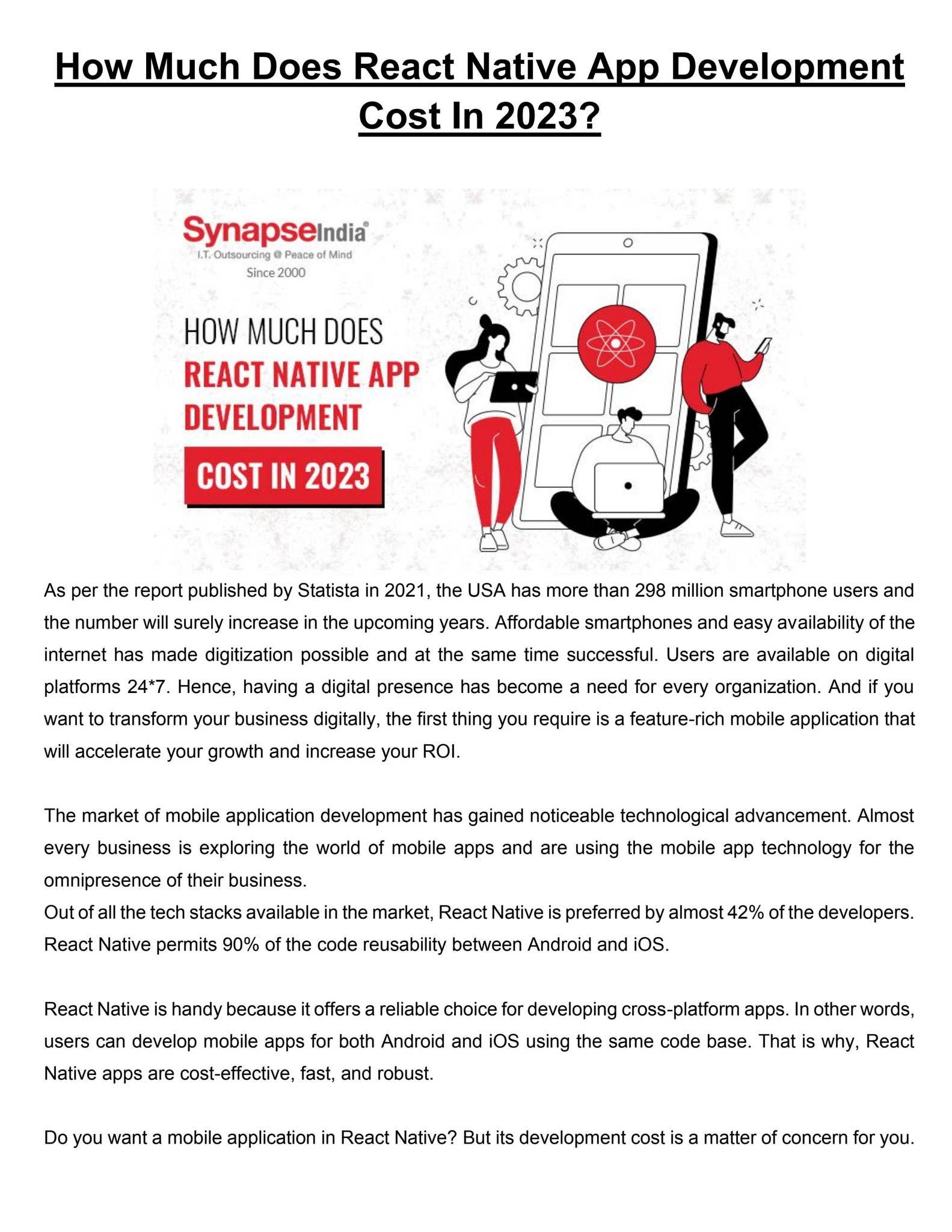 How Much Does React Native App Development Cost In 2023? | SynapseIndia ...