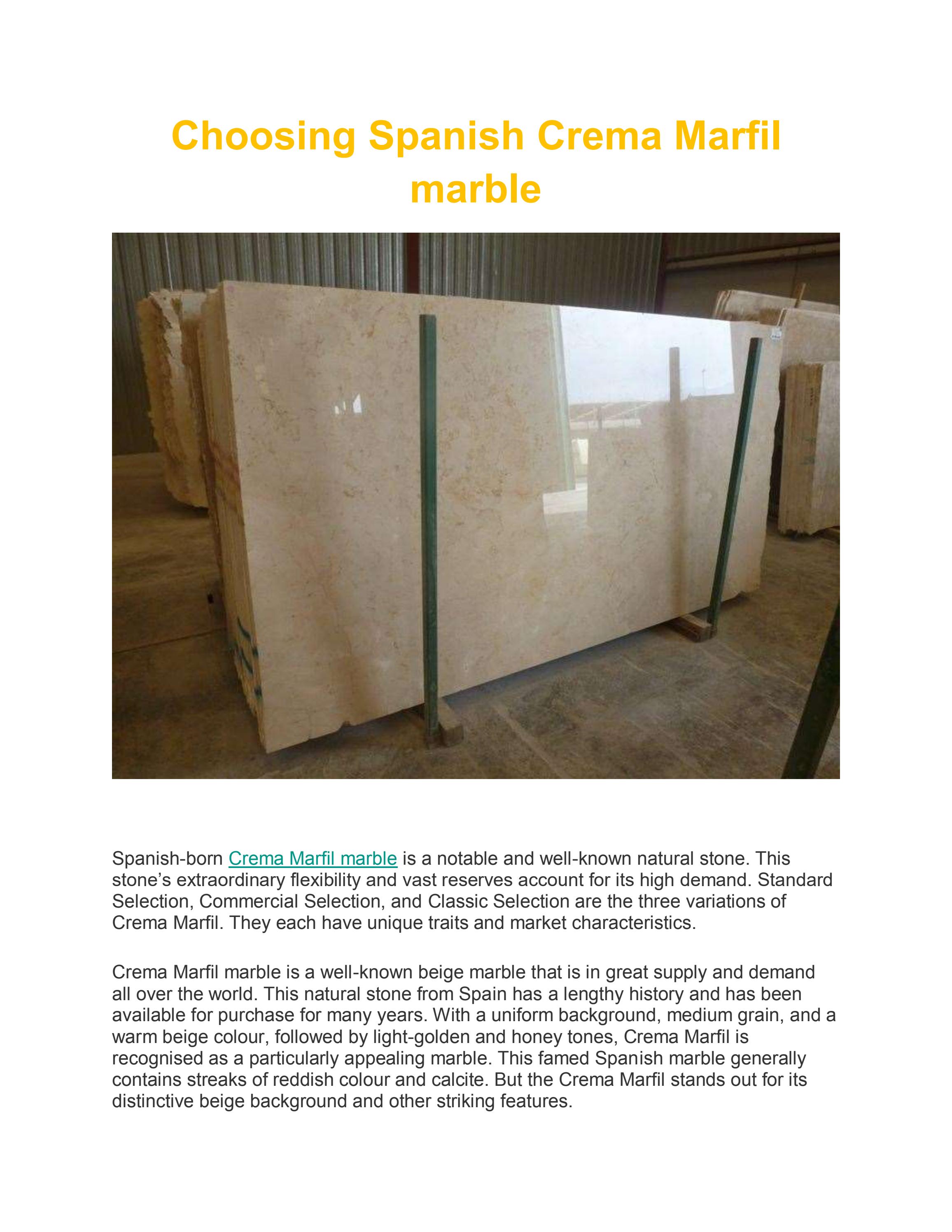 Choosing Spanish Crema Marfil marble by Rynestone Issuu