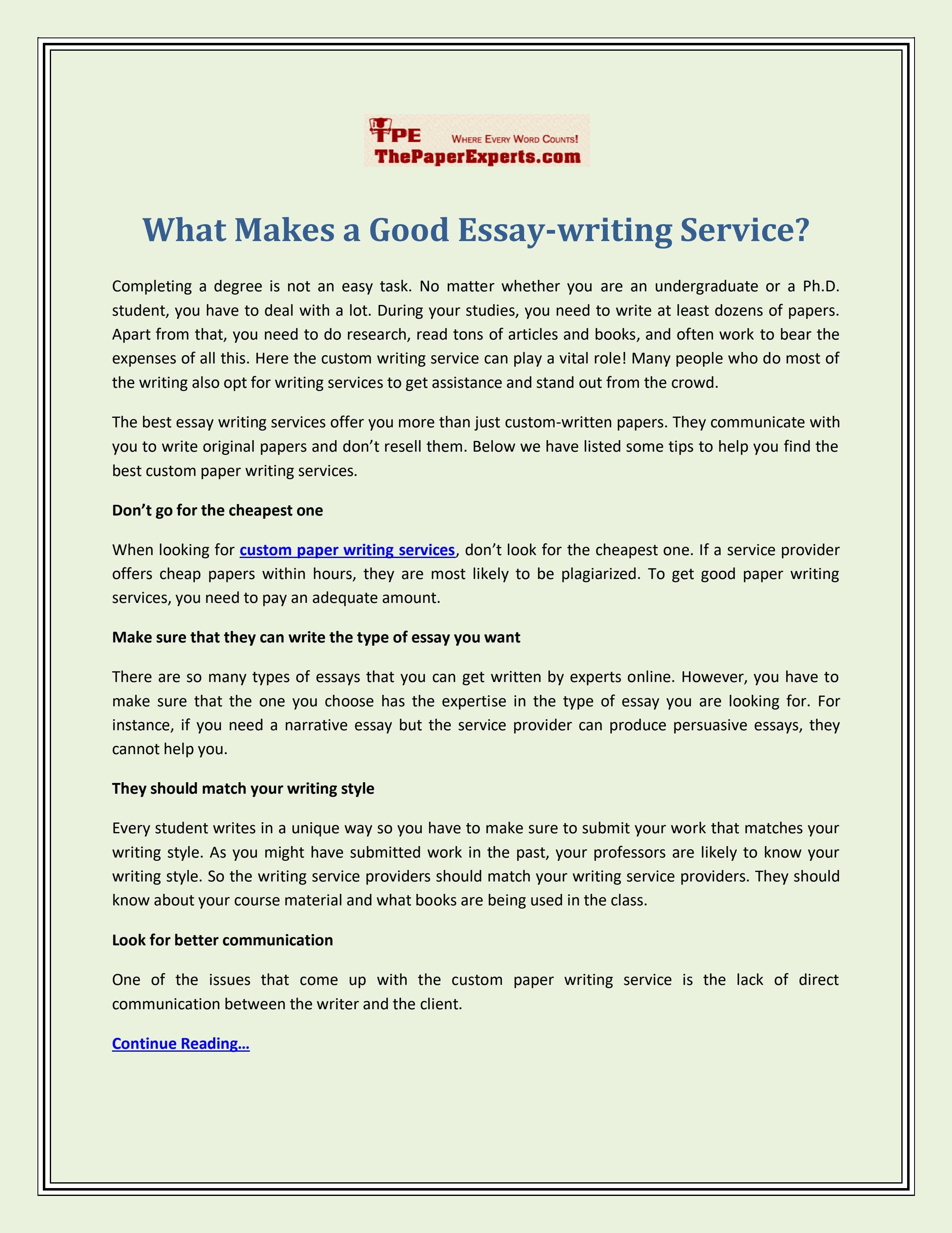 What Makes a Good Essaywriting Service? by The Paper Experts Issuu