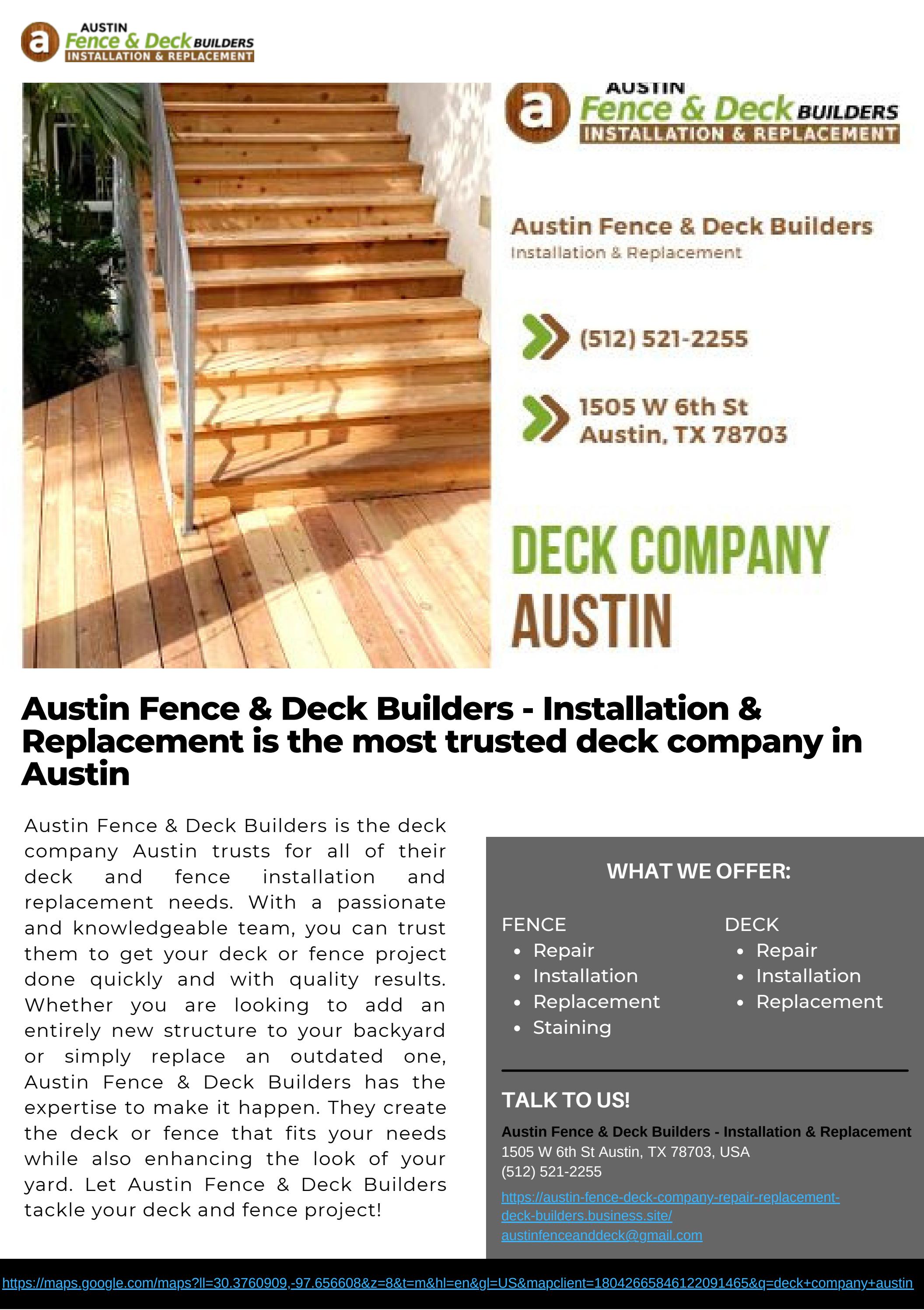 Austin Fence and Deck Builders Installation and Replacement is the