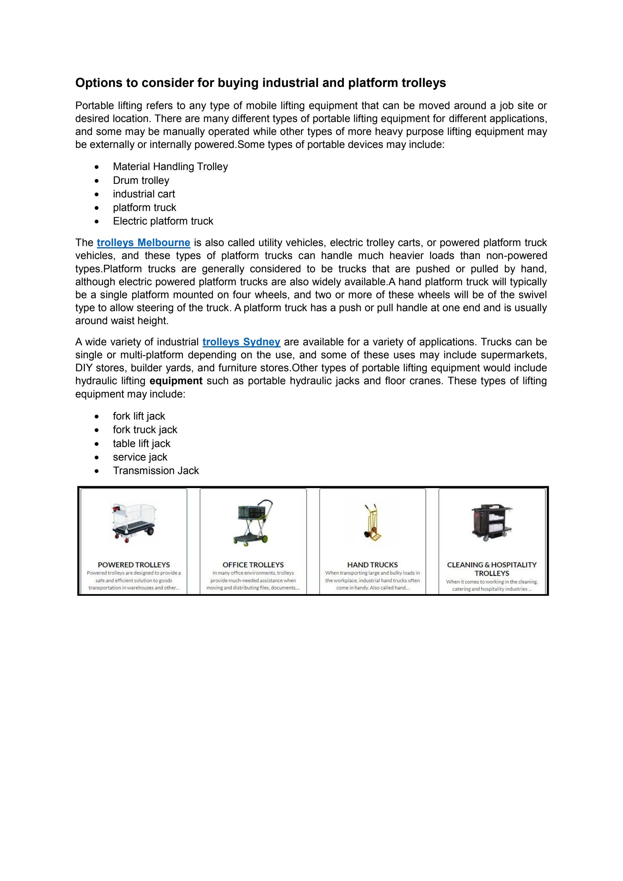 Options to consider for buying industrial and platform trolleys by