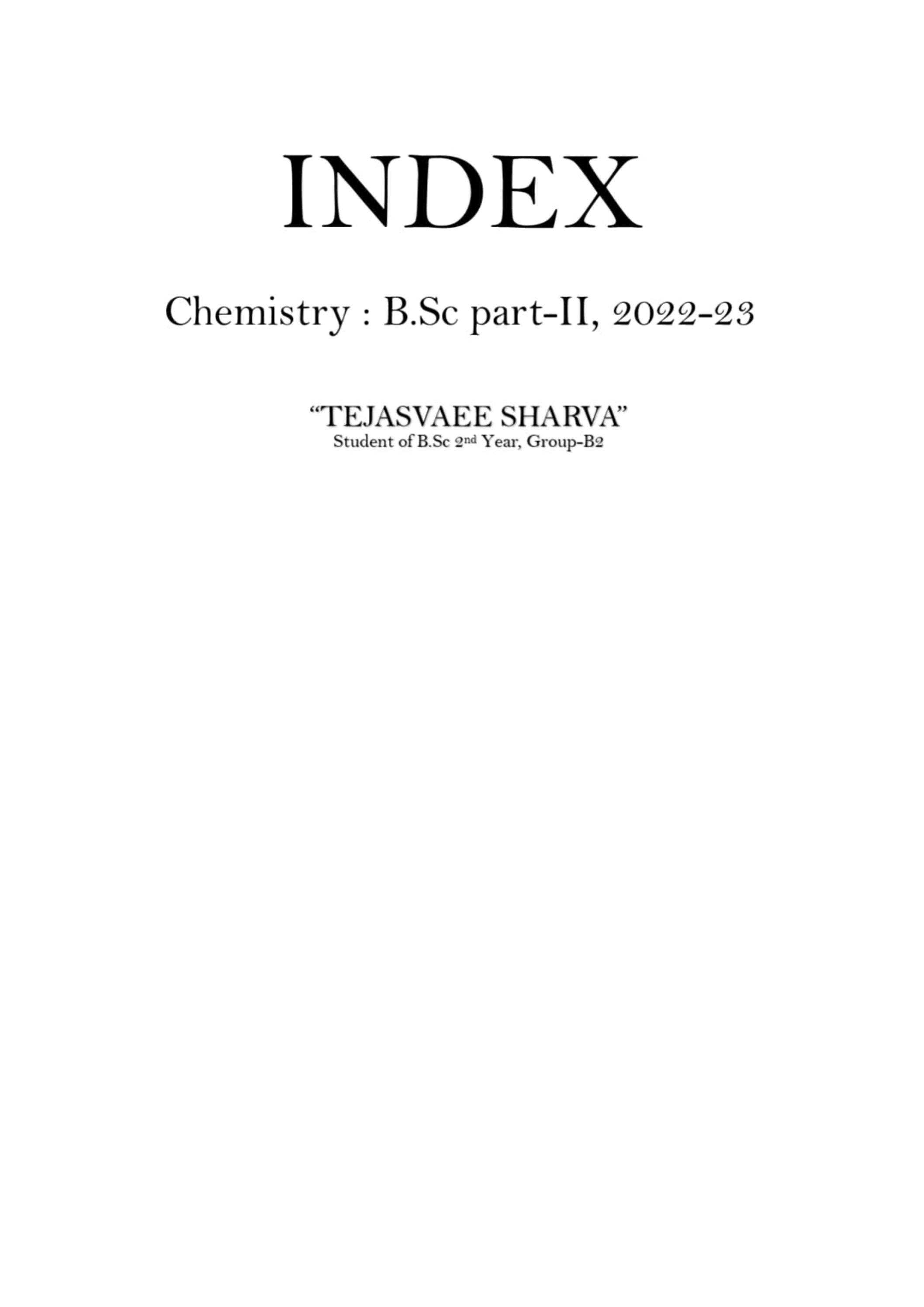 INDEX Chemistry B.Sc partII, 202223 by tejasvaee_sharva Issuu