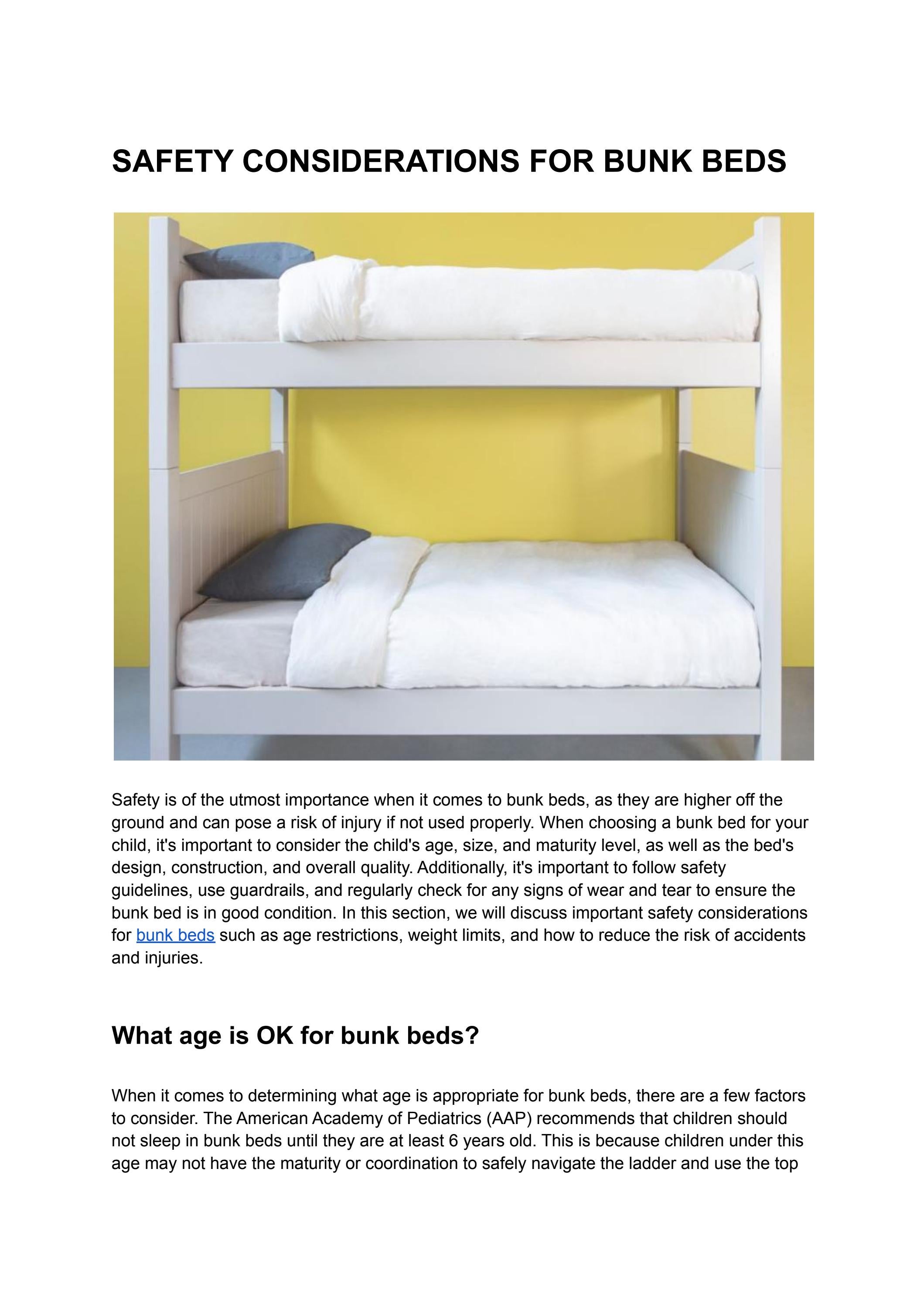 SAFETY CONSIDERATIONS FOR BUNK BEDS by 7star generals Issuu