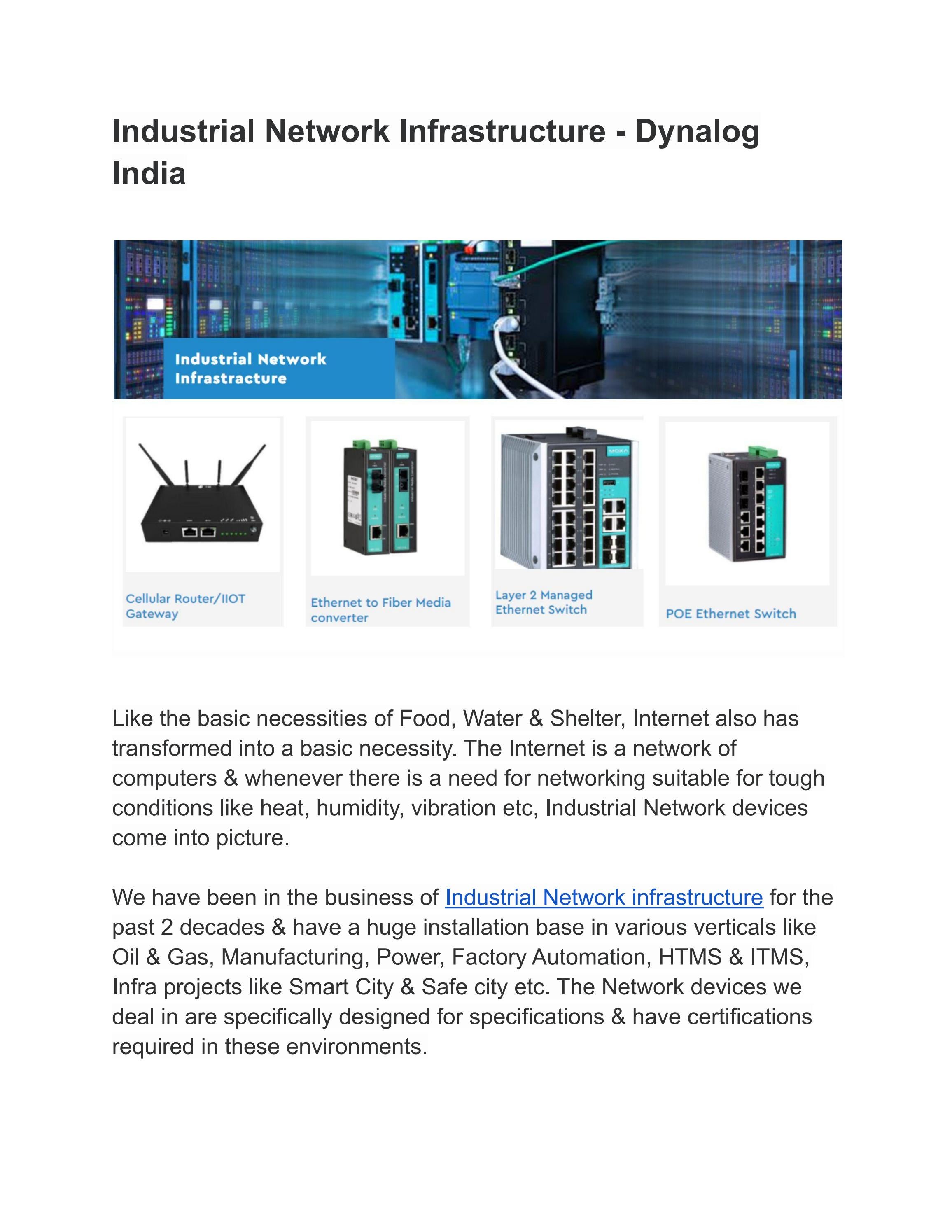 Industrial Network Infrastructure Dynalog India by Dynalog India Issuu