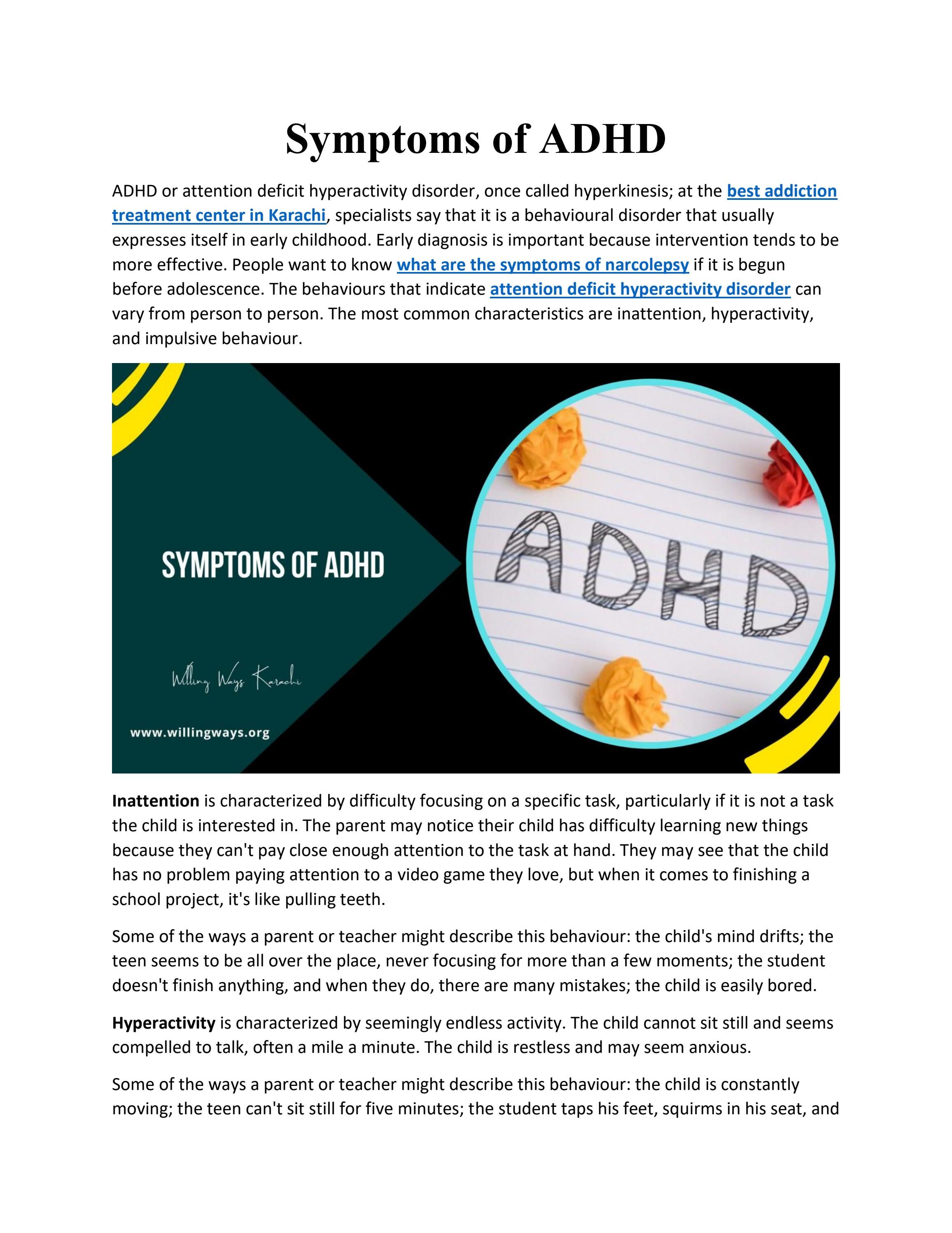 Symptoms of ADHD by willingwayskarachi - Issuu
