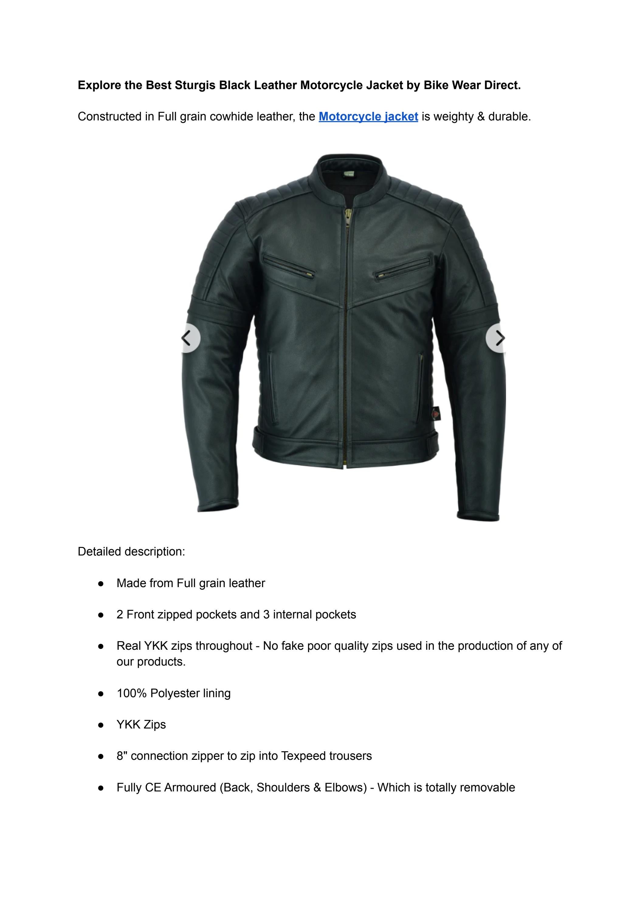 Explore the Best Sturgis Black Leather Motorcycle Jacket by Bike Wear