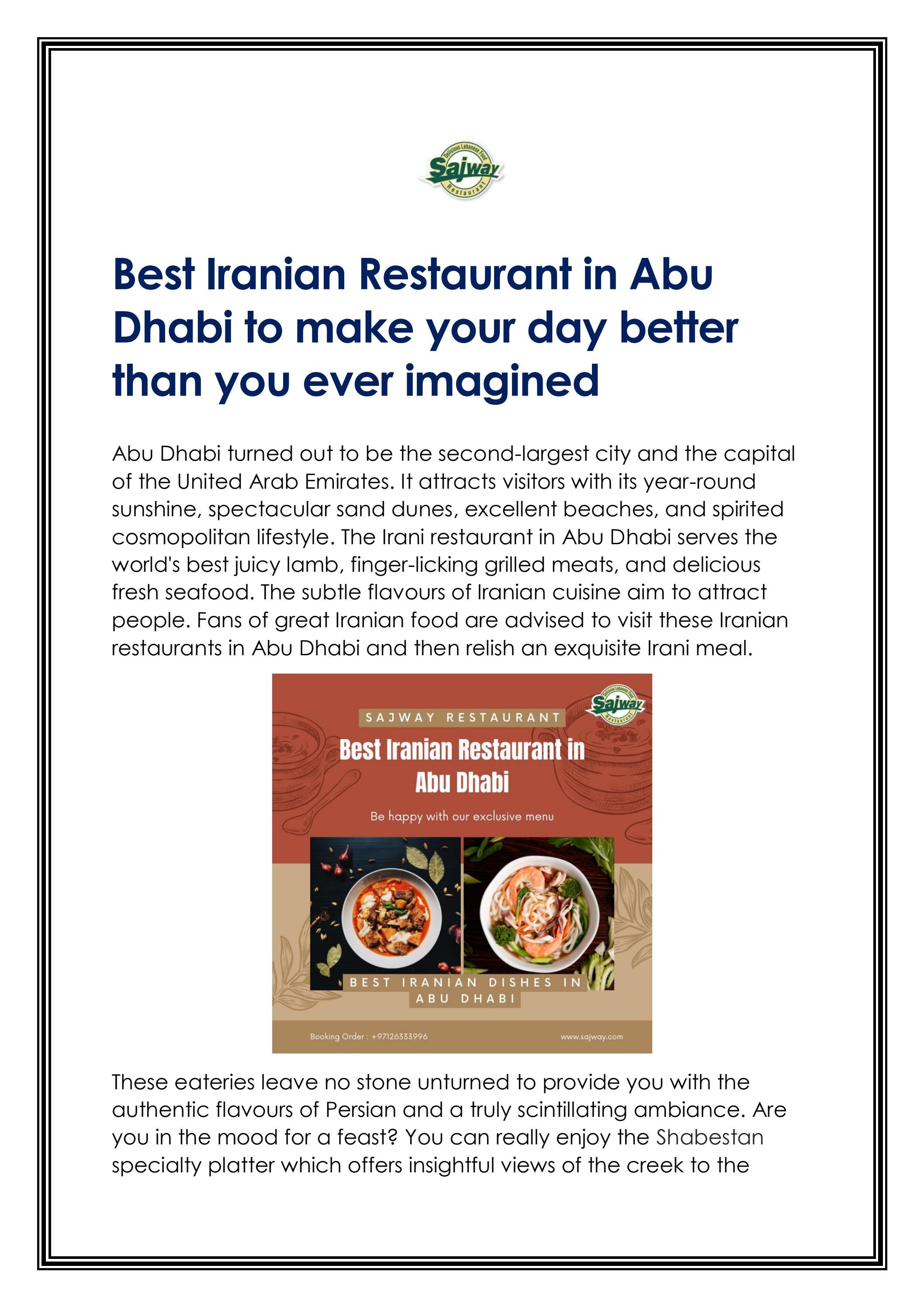 Best Iranian Restaurant in Abu Dhabi to make your 