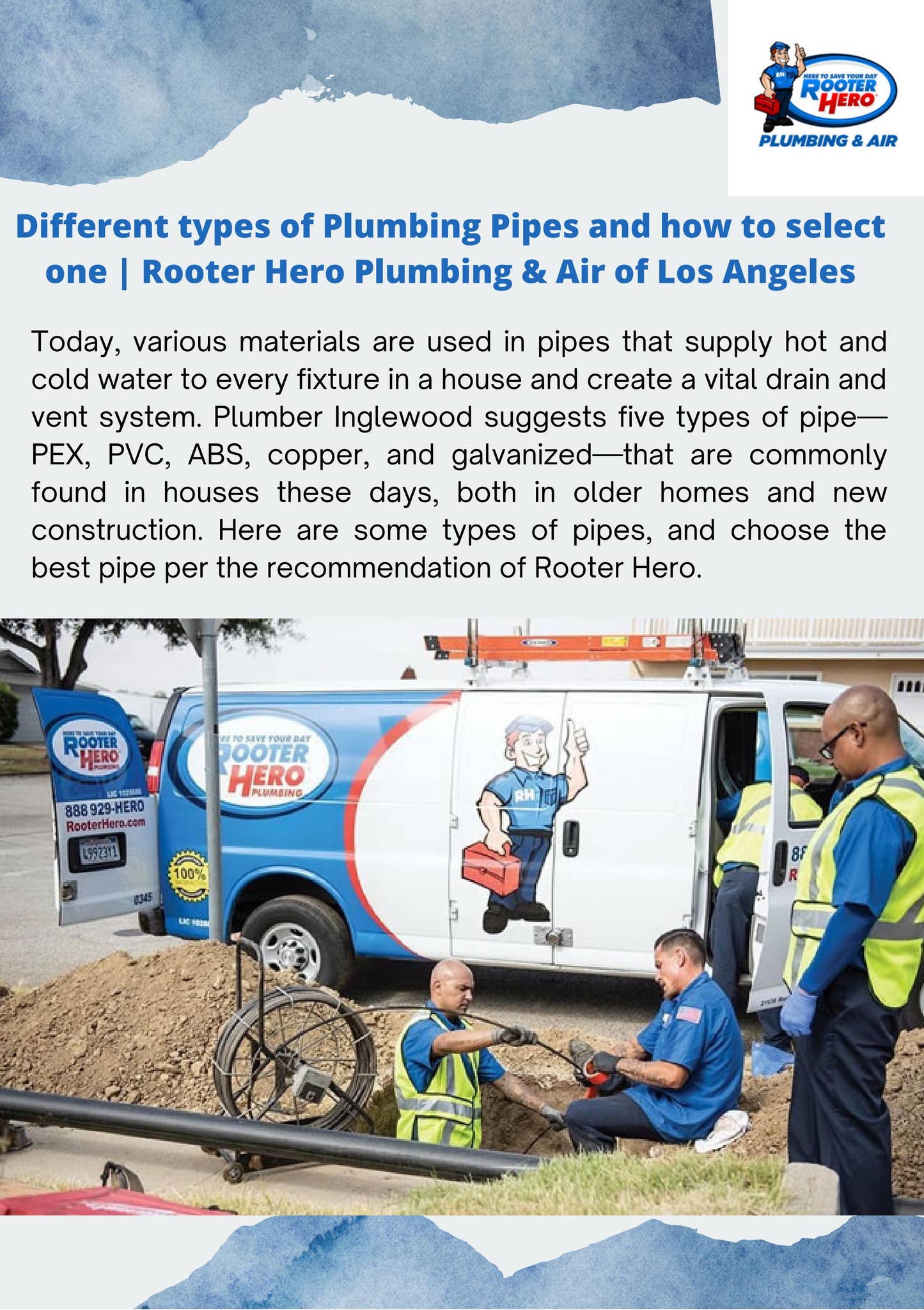Different types of Plumbing Pipes and how to select one | Rooter Hero
