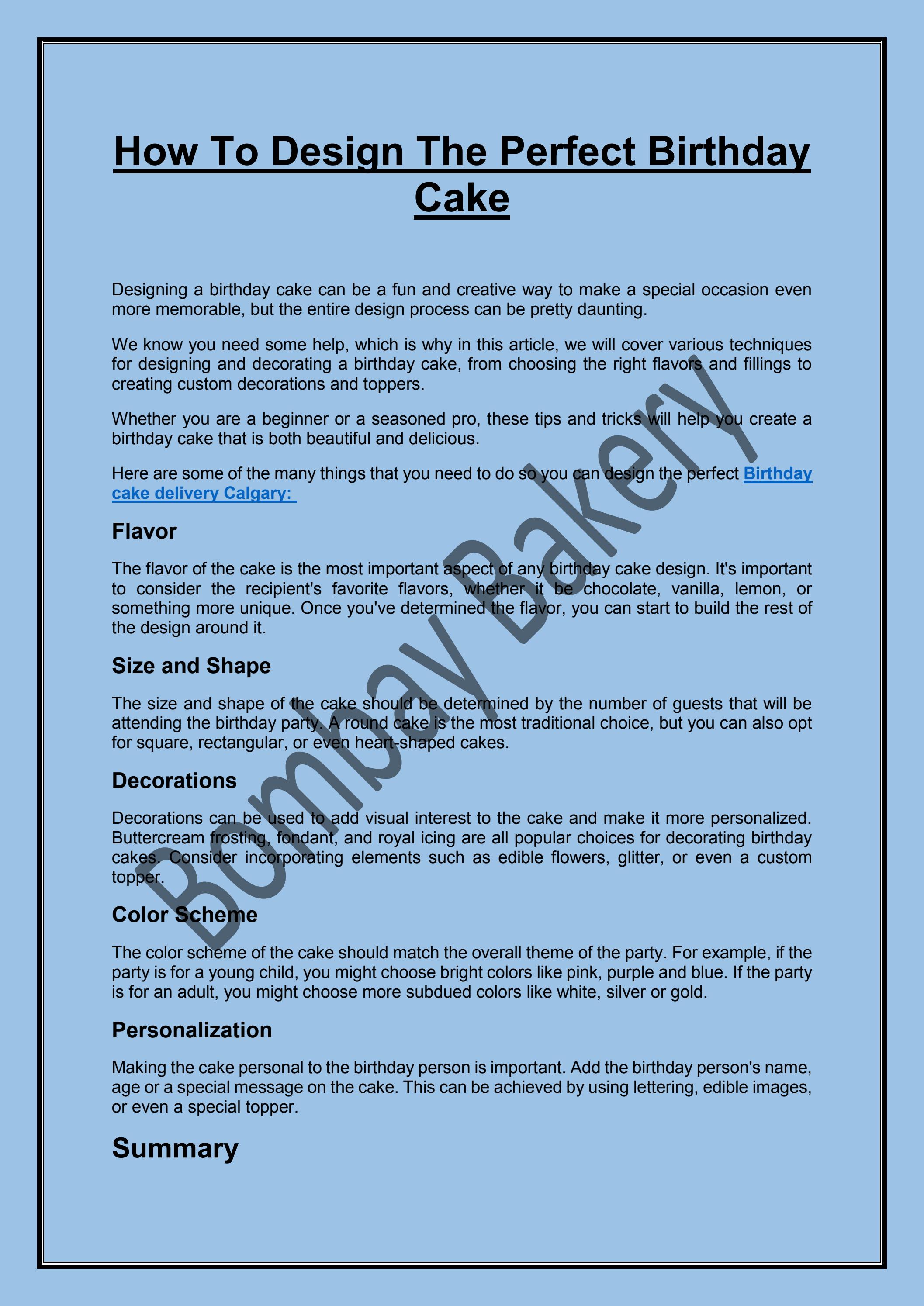 How To Design The Perfect Birthday Cake Birthday Cake Delivery