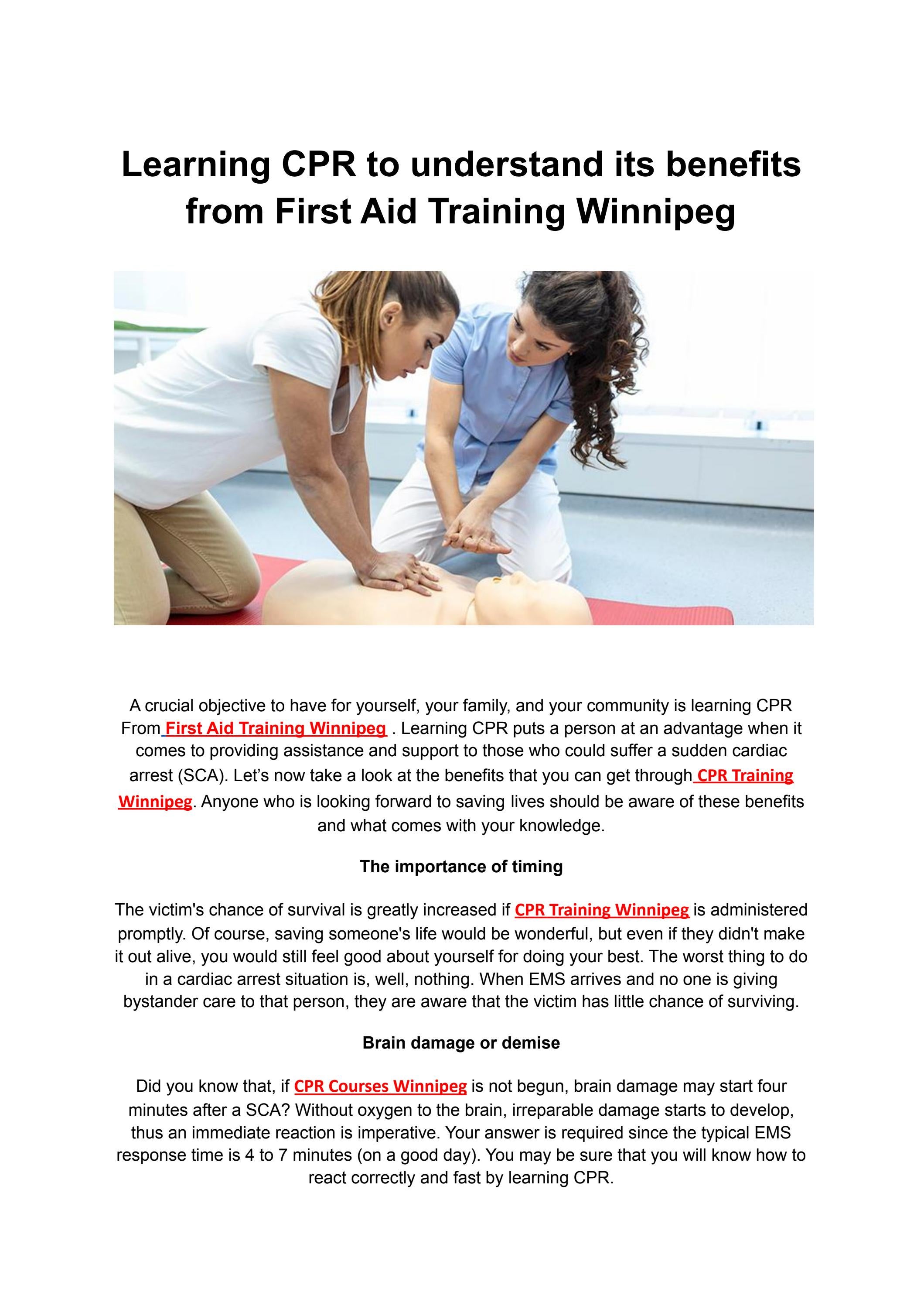 Learning CPR to understand its benefits from First Aid Training
