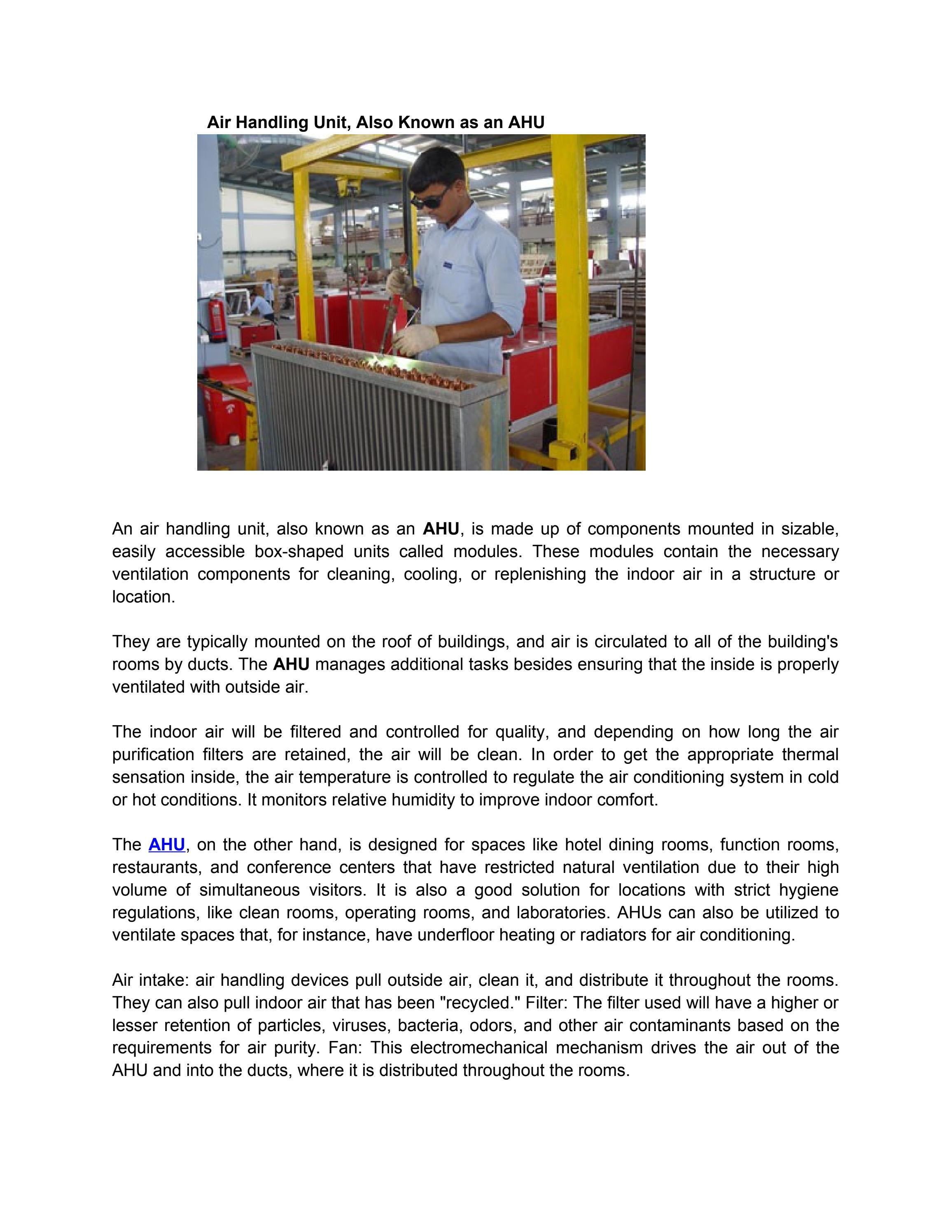 Air Handling Unit, Also Known as an AHU by edgetechwork Issuu