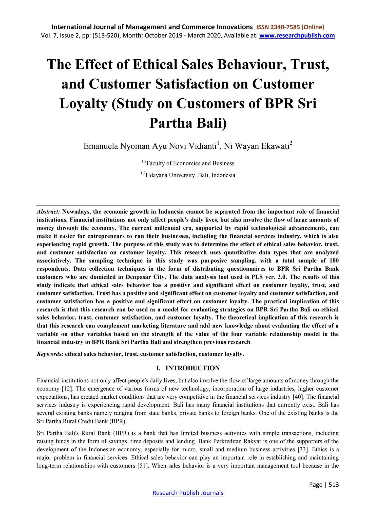 The Effect of Ethical Sales Behaviour, Trust, and Customer Satisfaction ...
