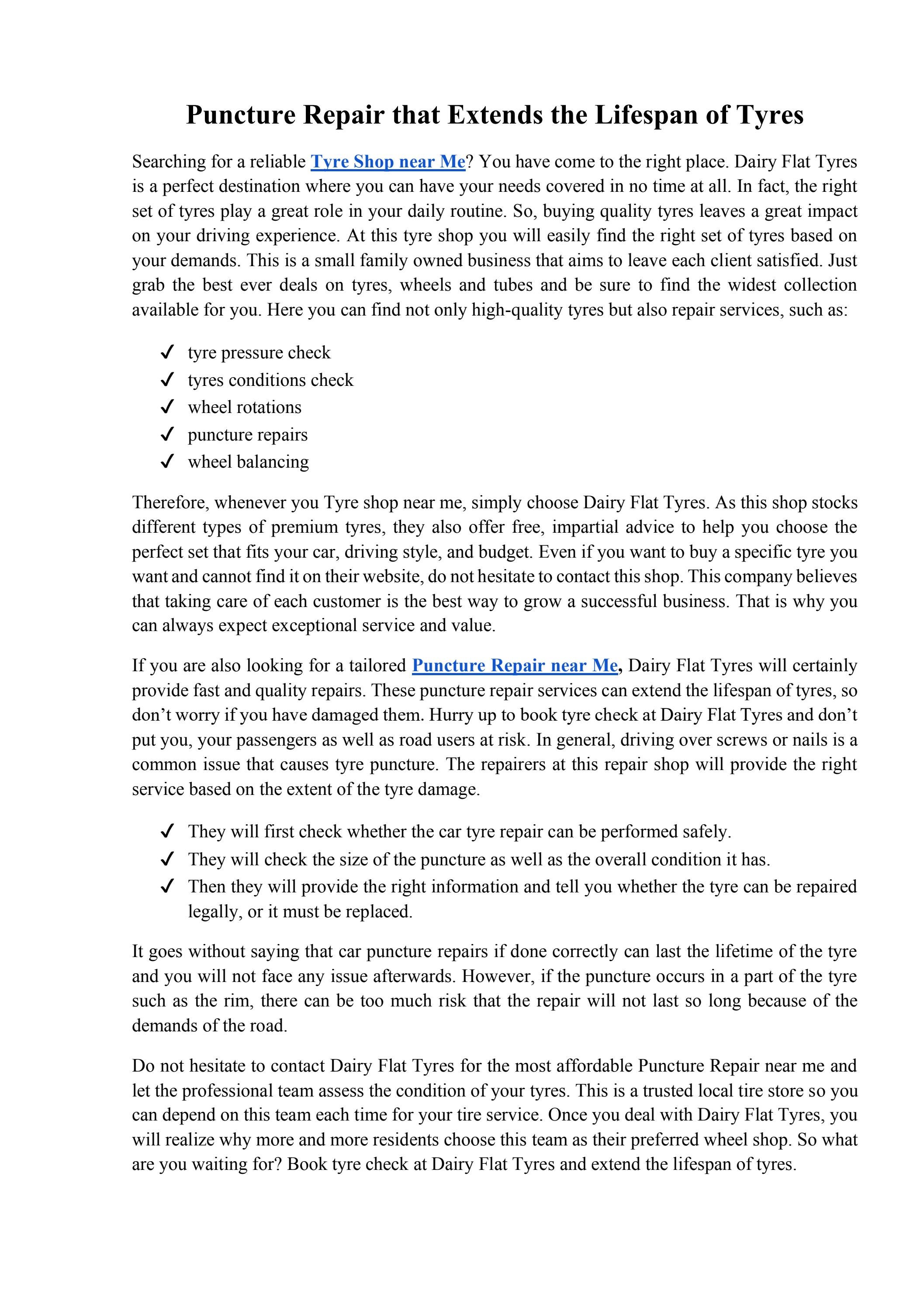 Puncture Repair that Extends the Lifespan of Tyres by Dairy Flat Tyres