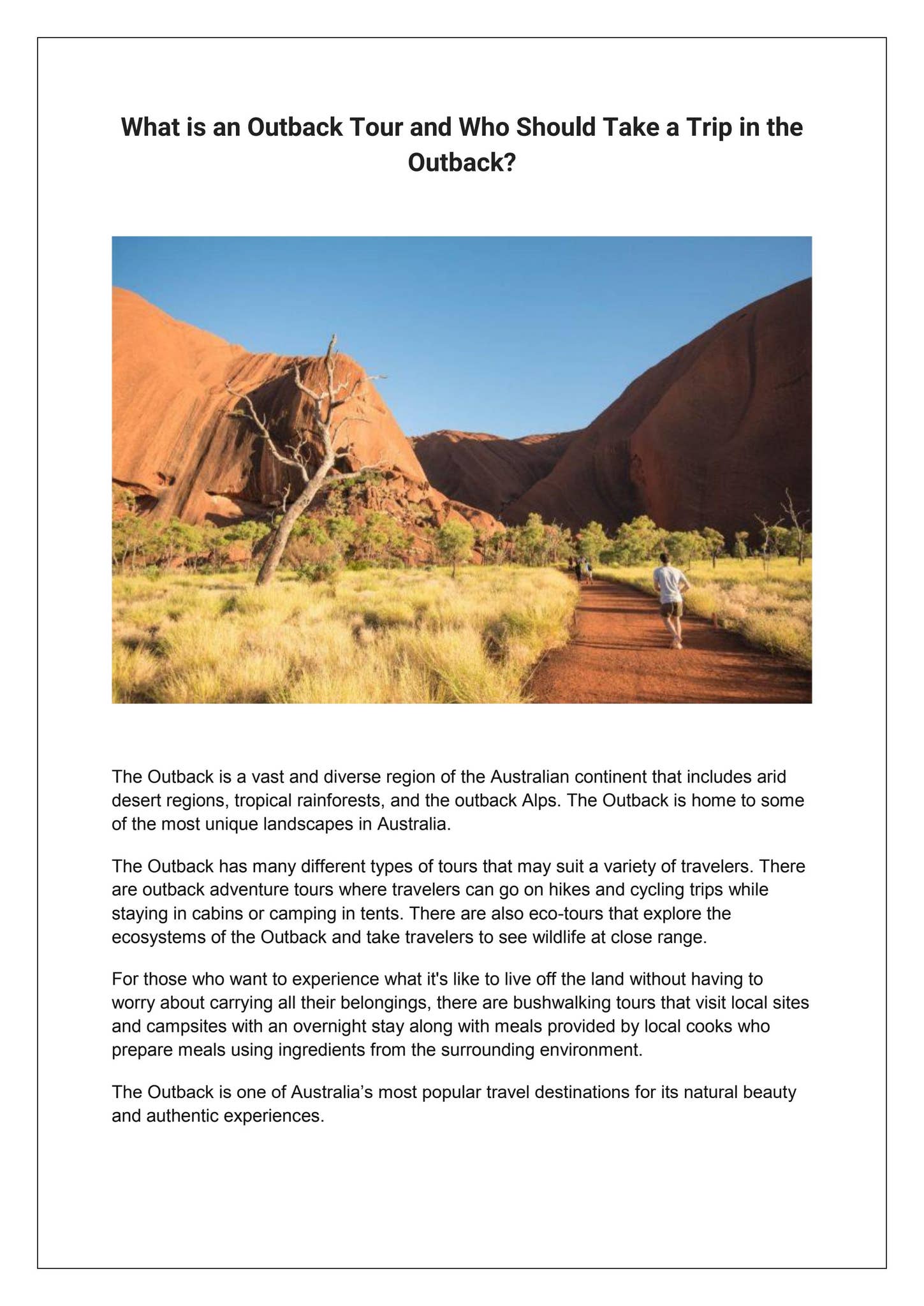 Outback Travel Guide What is an Outback Tour and Who Should Take a Trip in the Outback? by ...