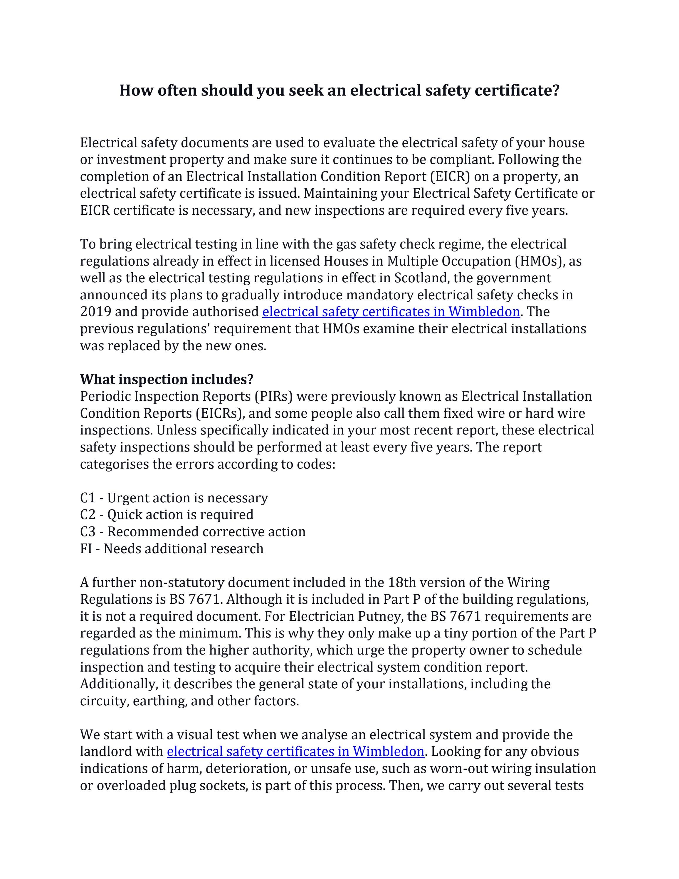 How often should you seek an electrical safety certificate? by Todd